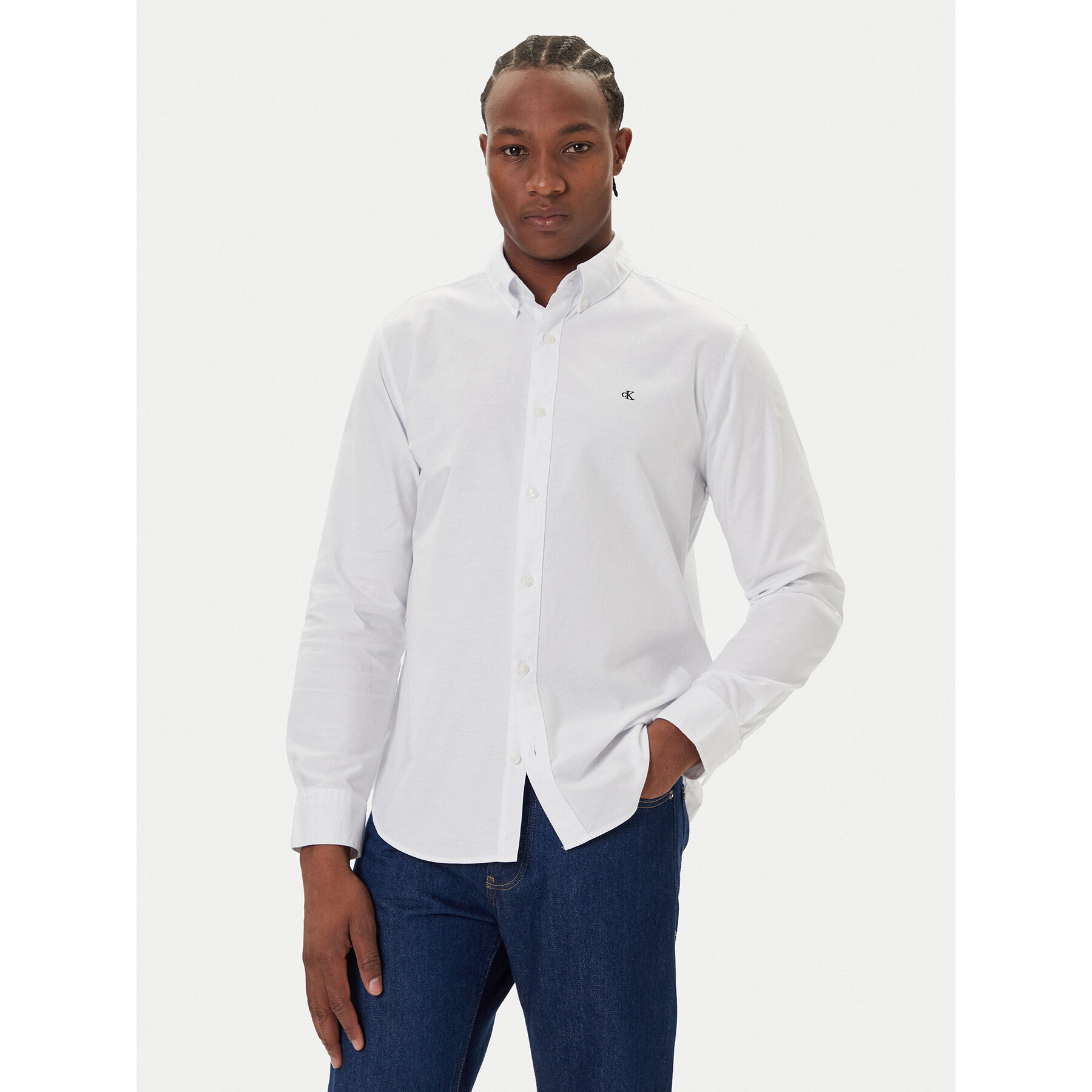 Calvin Klein Jeans Hemd Oxford Classic LV140EM125 Weiß Regular Fit