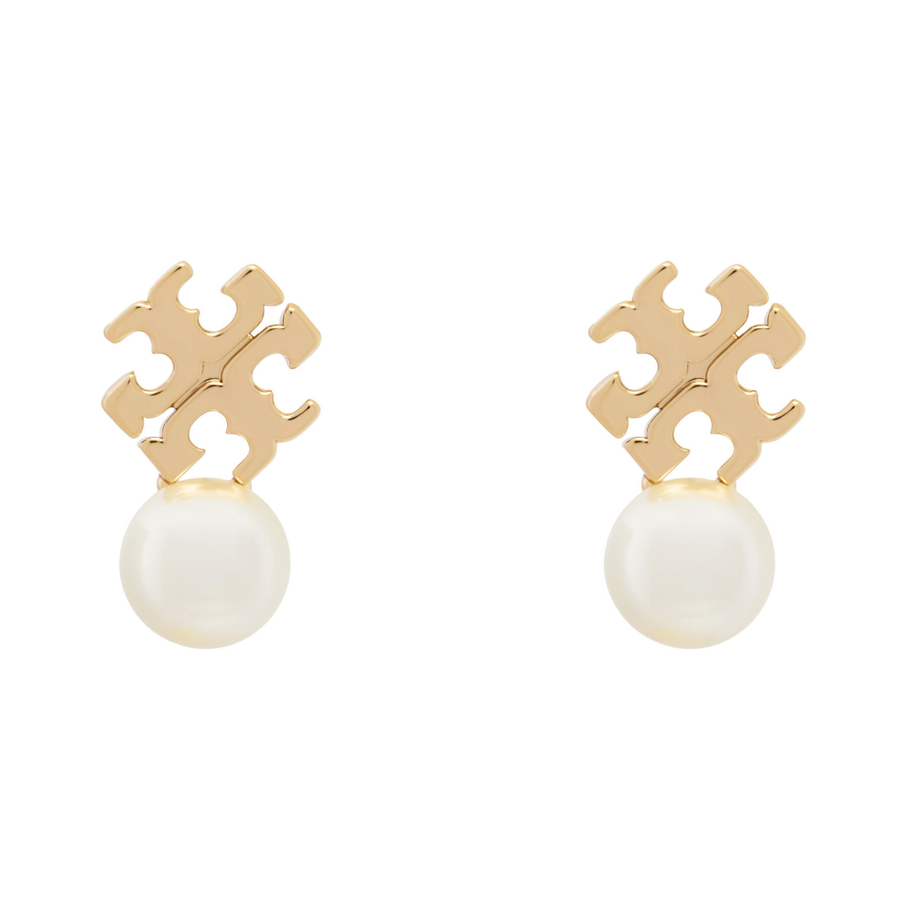 Naušnice Tory Burch LOGO AND PEARL STUD EARRINGS 184421 Zlatna