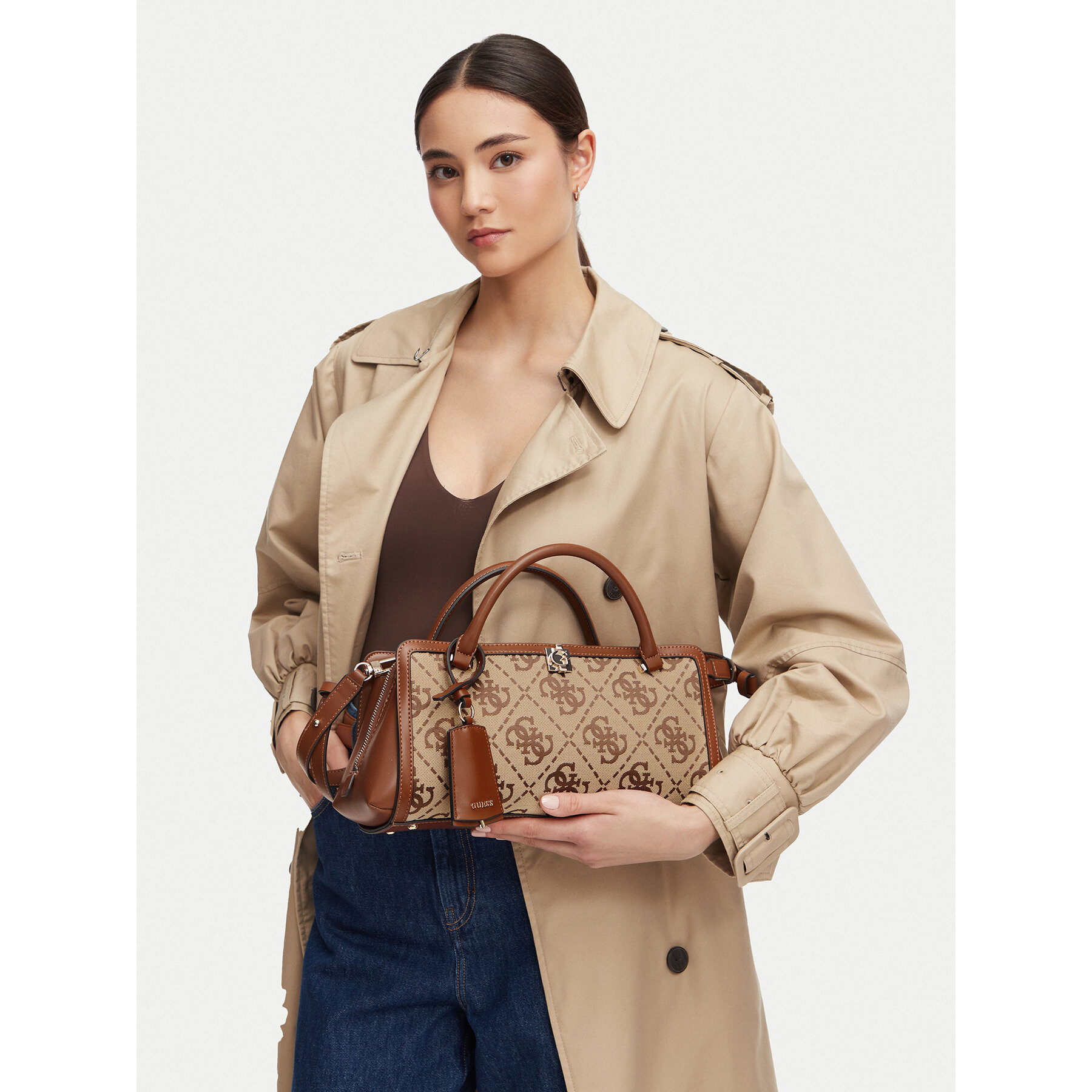 Τσάντα Guess Audrey Logo HWJG97 55060 Ανοιχτό καφέ