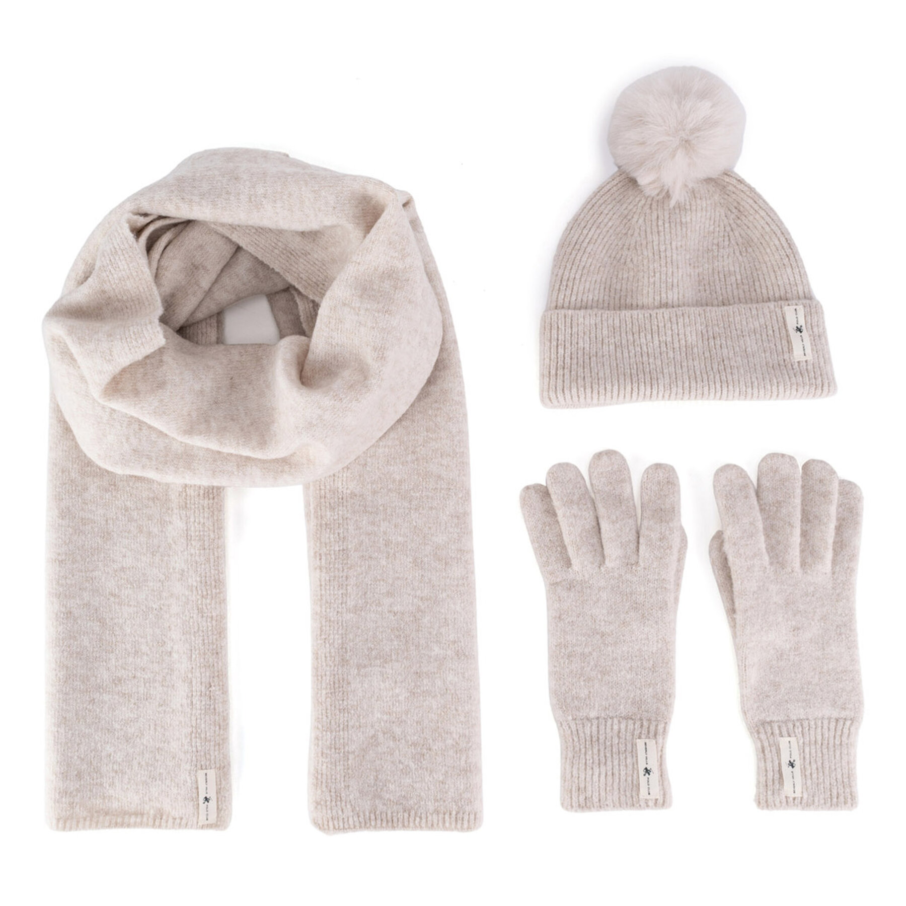 Ensemble : bonnet, écharpe et gants Beverly Hills Polo Club BHPC-WC-002-AW24 Beige