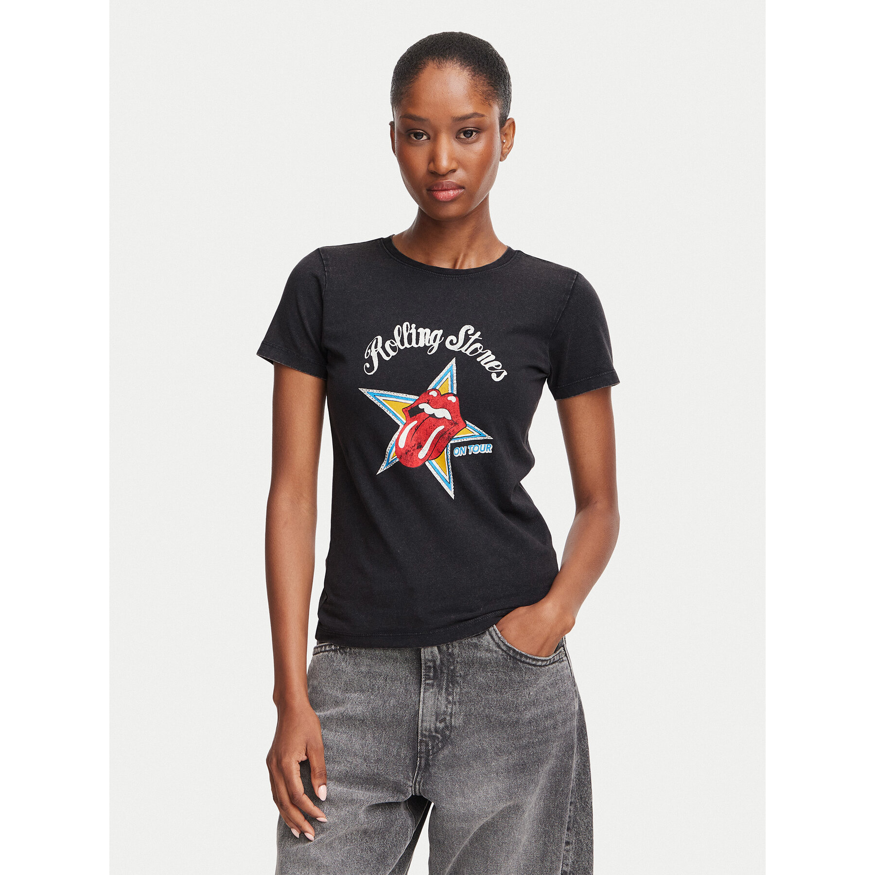 Guess Jeans T-Shirt W6BI16 K5697 Schwarz Regular Fit