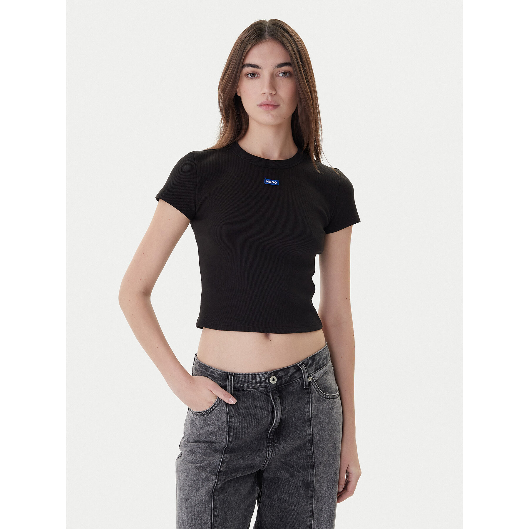 Hugo Majica Baby 50510749 Črna Slim Fit