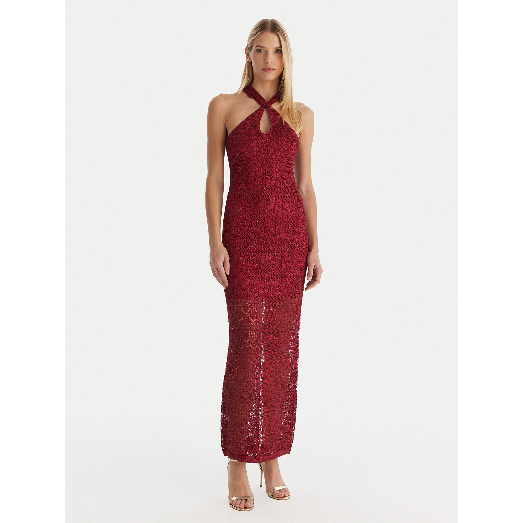 Guess Strickkleid W5YK48 Z37G0 Dunkelrot Slim Fit
