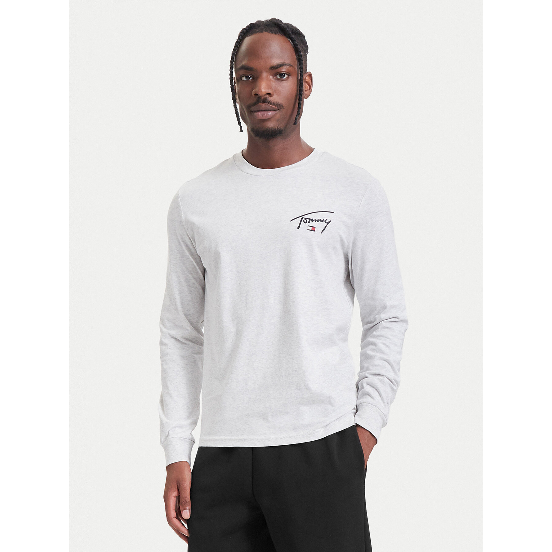 Tommy Jeans Longsleeve DM0DM23546 Hellgrau Slim Fit