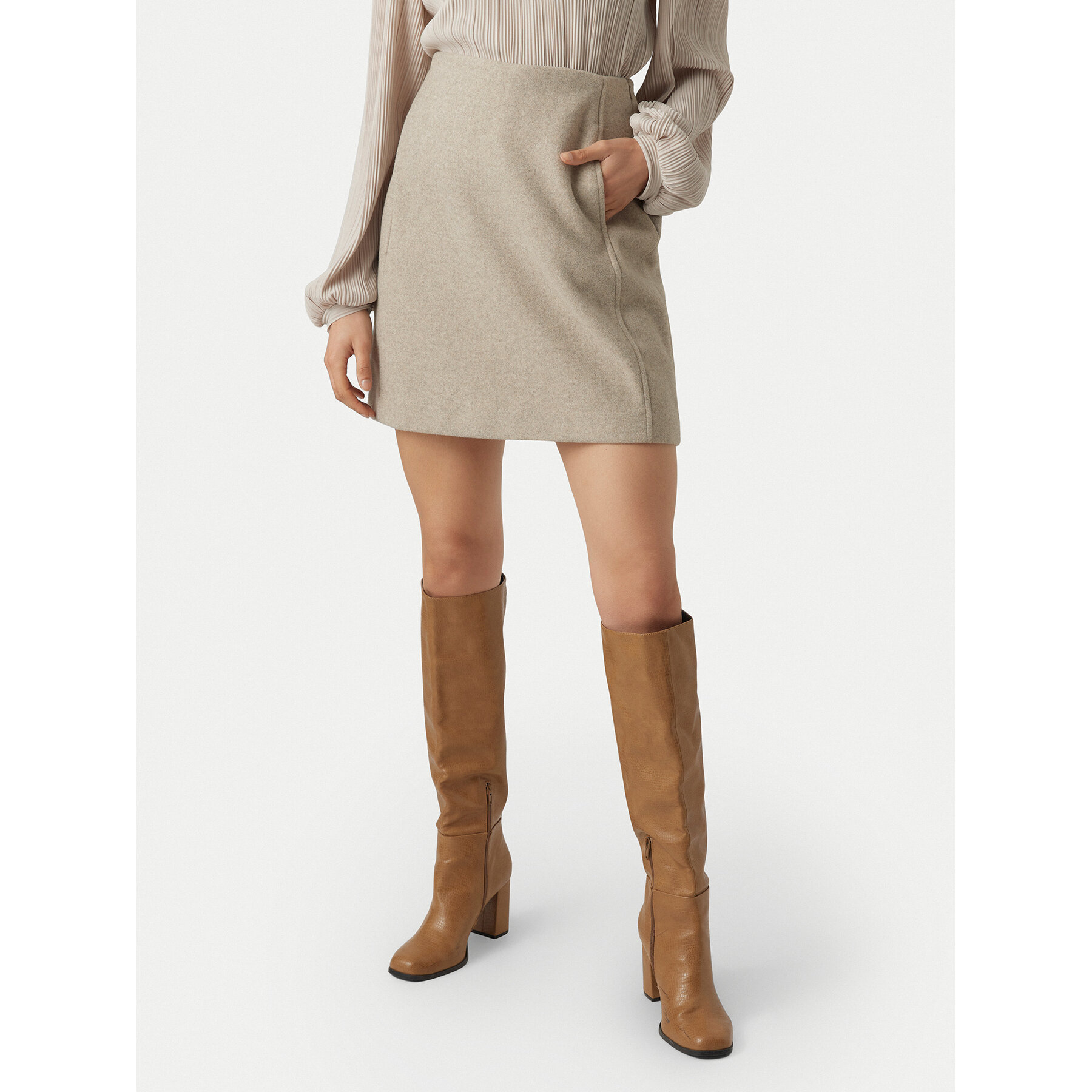 Vero Moda Bleistiftrock Fortuneallison 10253954 Beige Slim Fit