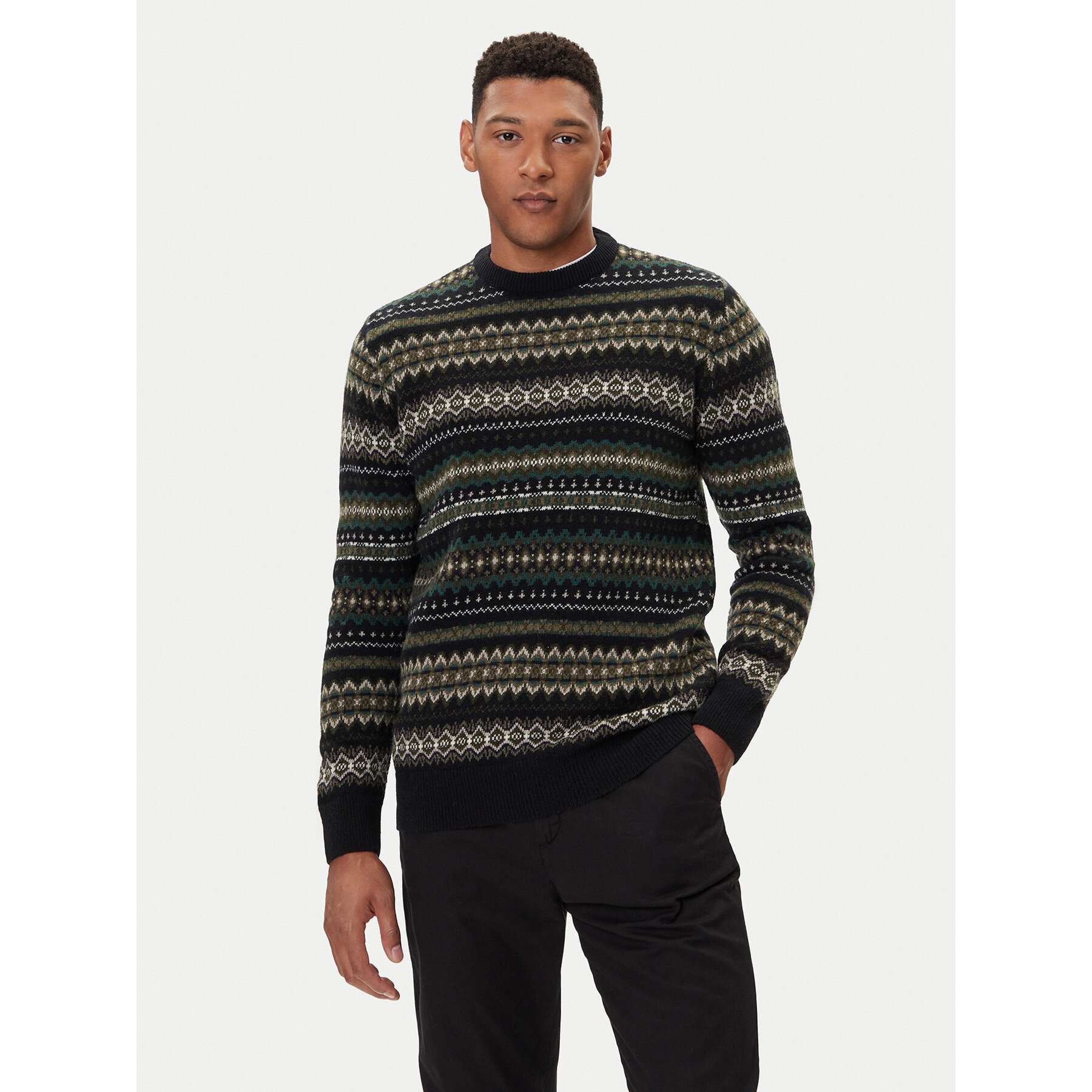 Barbour Pullover Case Fair MKN1027BK52 Schwarz Regular Fit