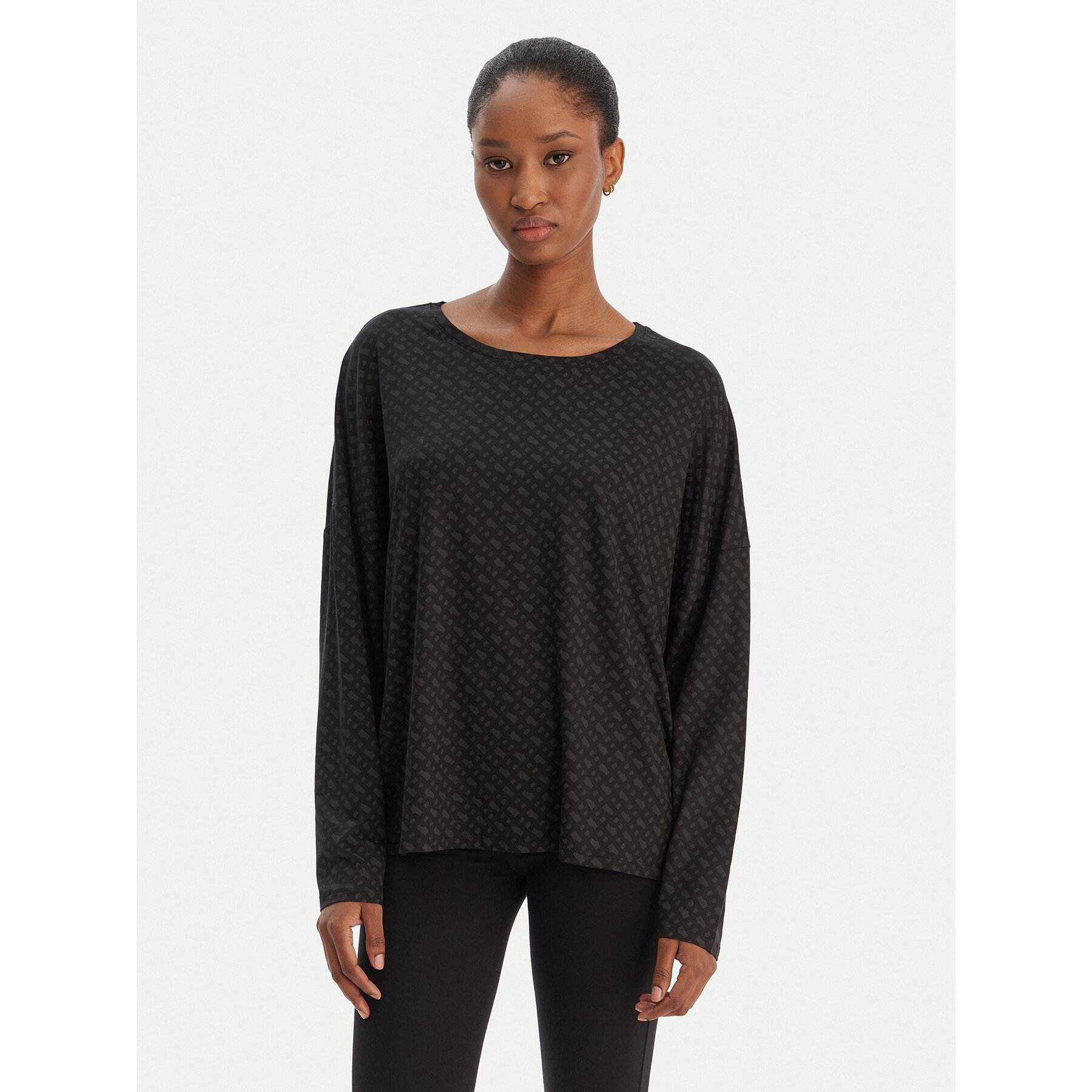 BOSS Pidžamska bluza B Logo 50550693 Crna Relaxed Fit