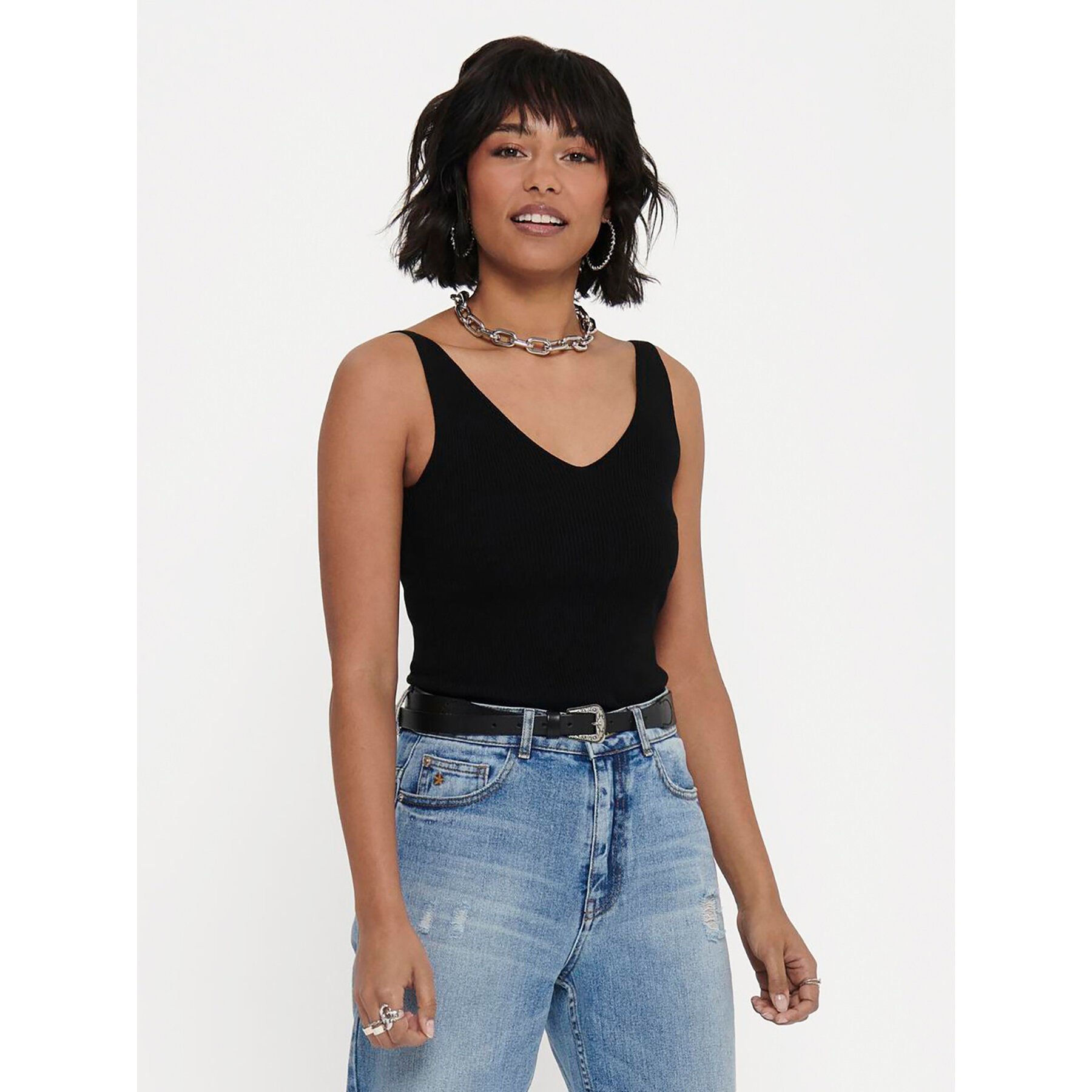 JDY Felső Nanna 15180497 Fekete Slim Fit