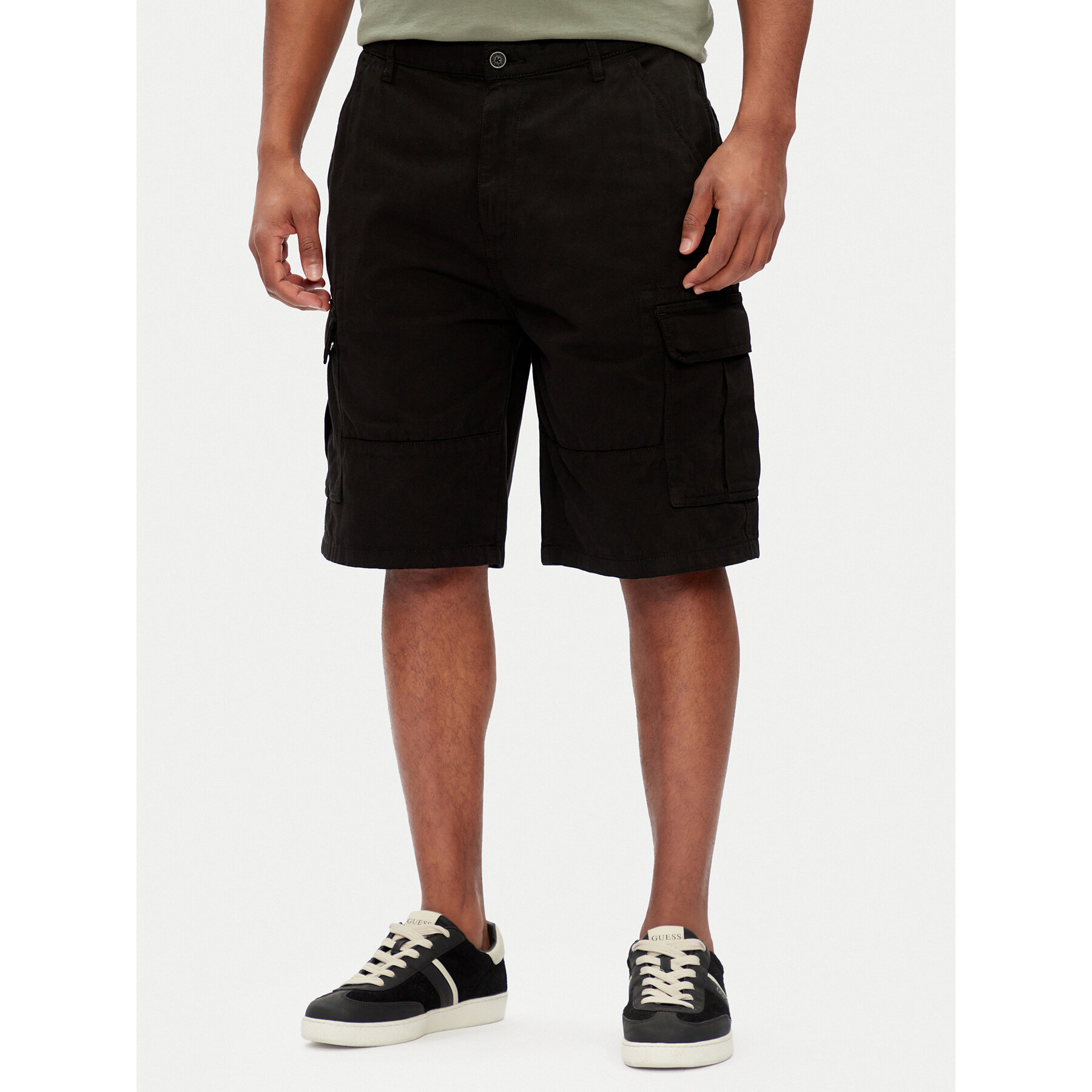 Guess Jeans Stoffshorts M5GD45 WGCV1 Schwarz Regular Fit