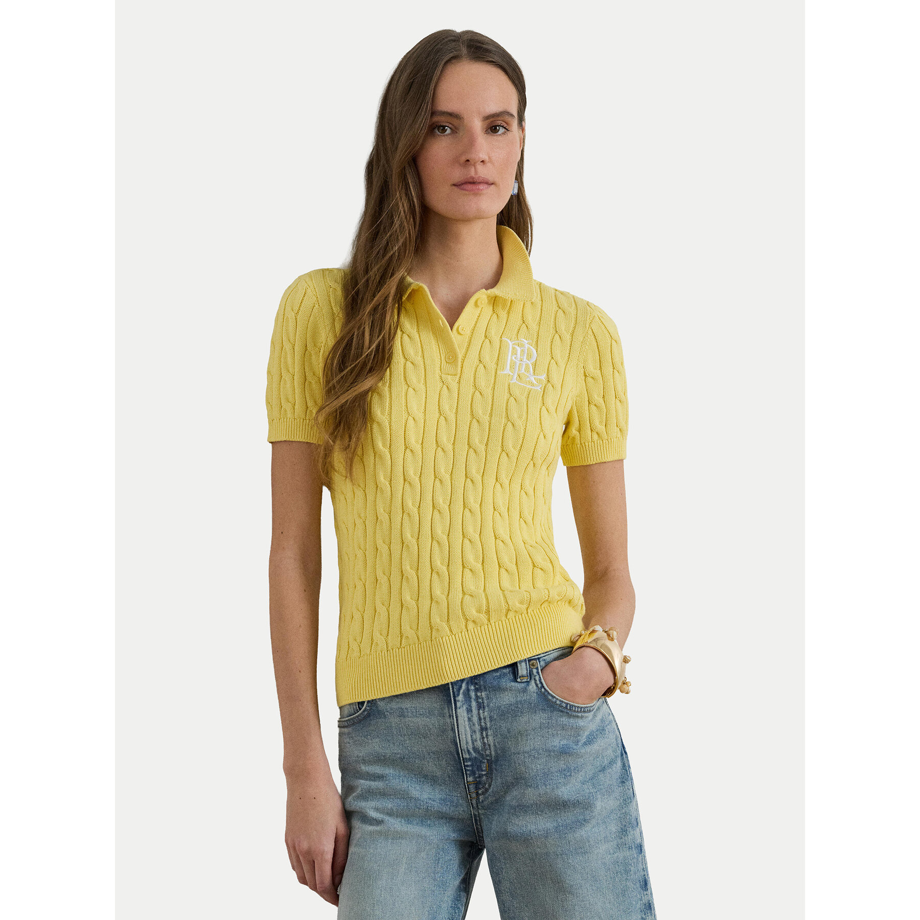 LAUREN RALPH LAUREN Polo majica 200932224017 Svetlo rumena Slim Fit
