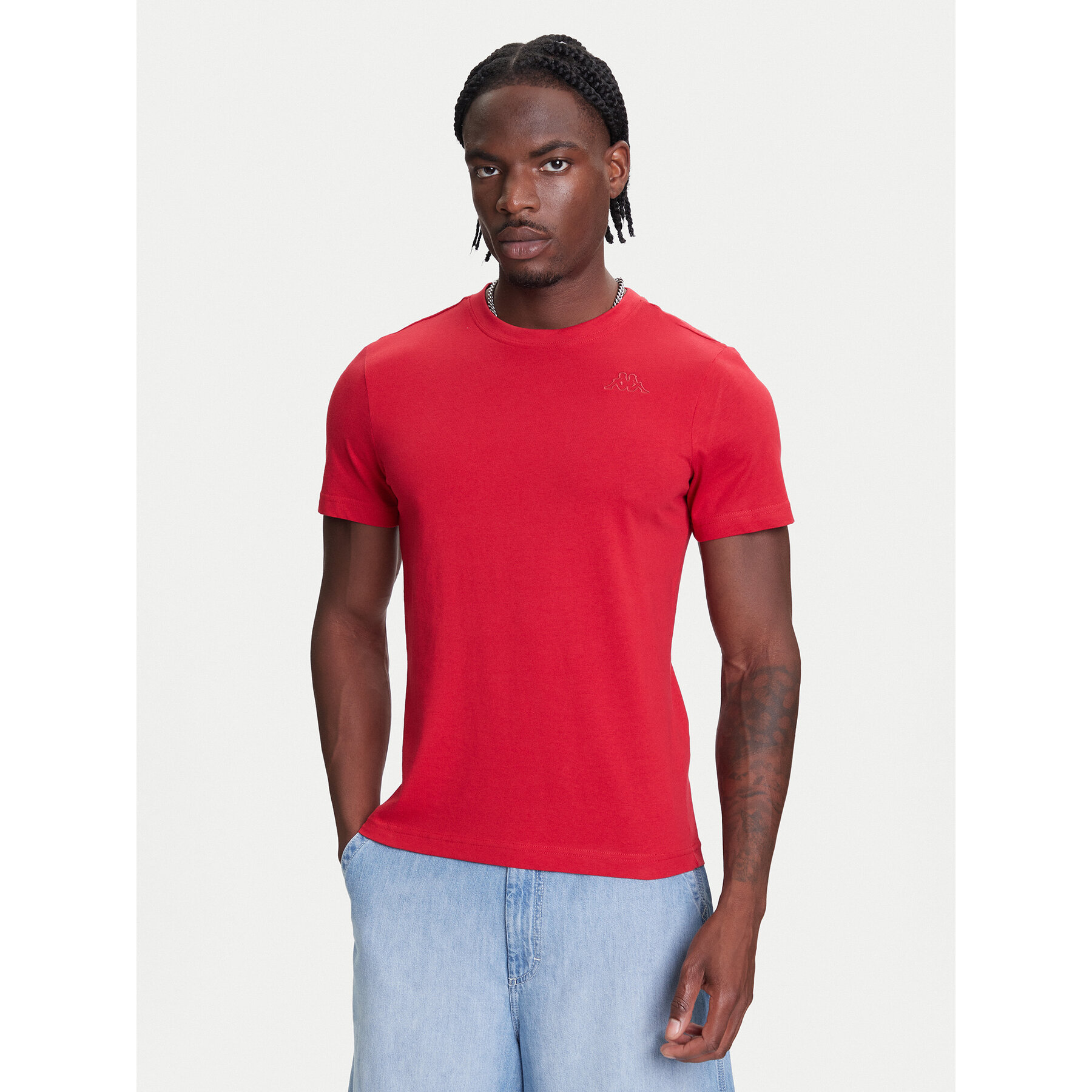 Kappa Majica Logo Korpo Cafers 304J150 Svetlo rdeča Slim Fit