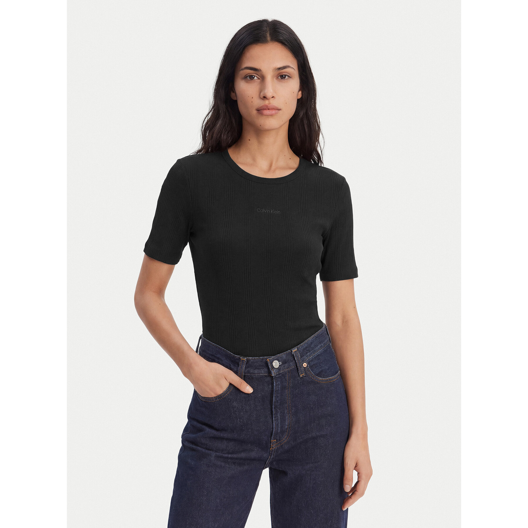 Calvin Klein T-Shirt Varigated LV044F211G Schwarz Slim Fit