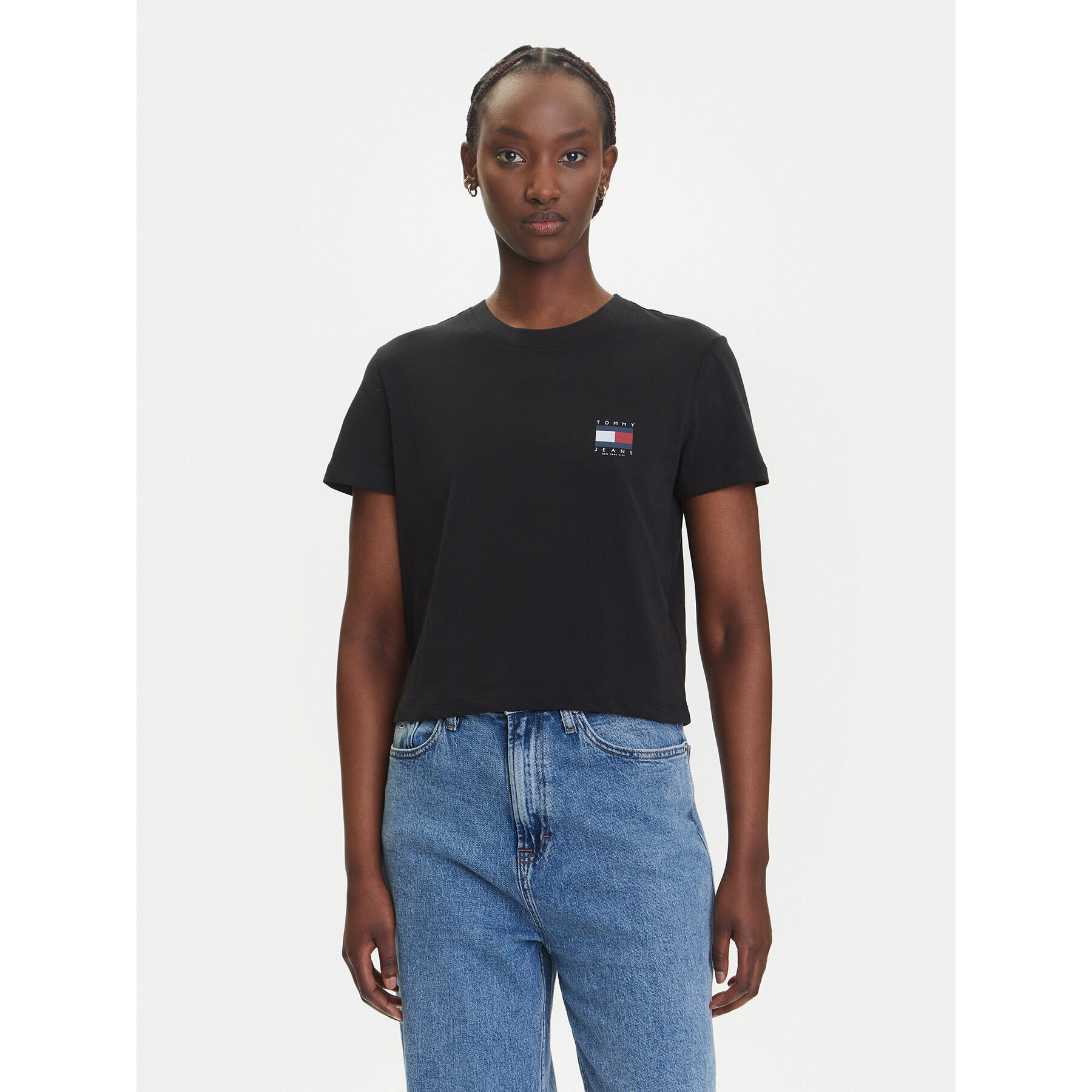 Tommy Jeans Póló Flag DW0DW21423 Fekete Regular Fit