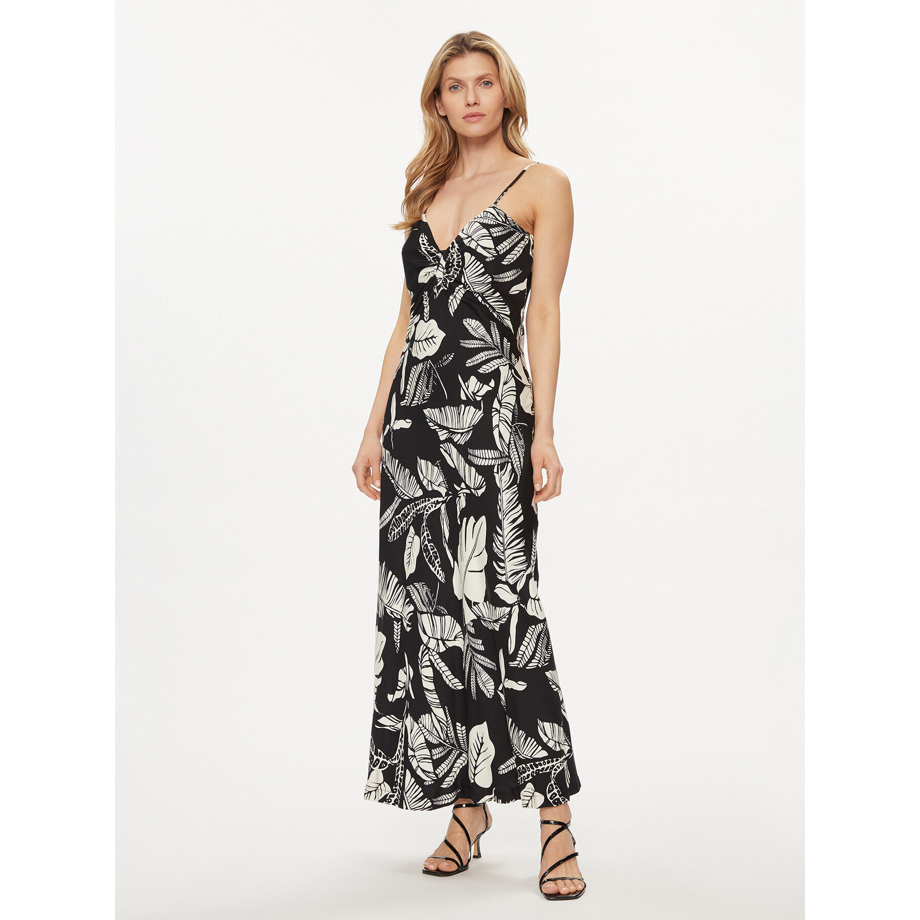 Fracomina Sommerkleid FJ24SD3005W413R8 Schwarz Regular Fit