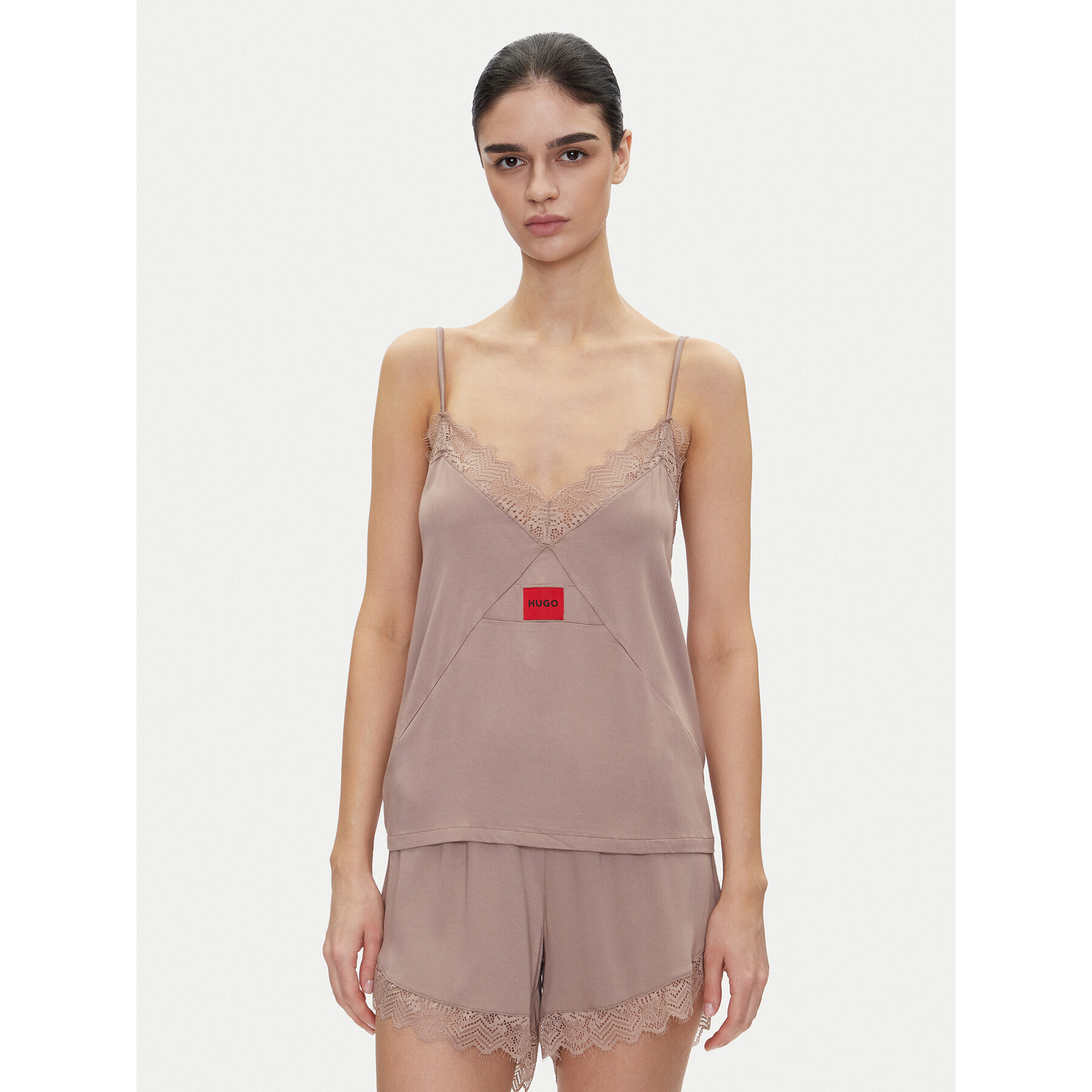 HUGO Pizsama felső Red Label Lace_Cami 50531653 Barna Regular Fit