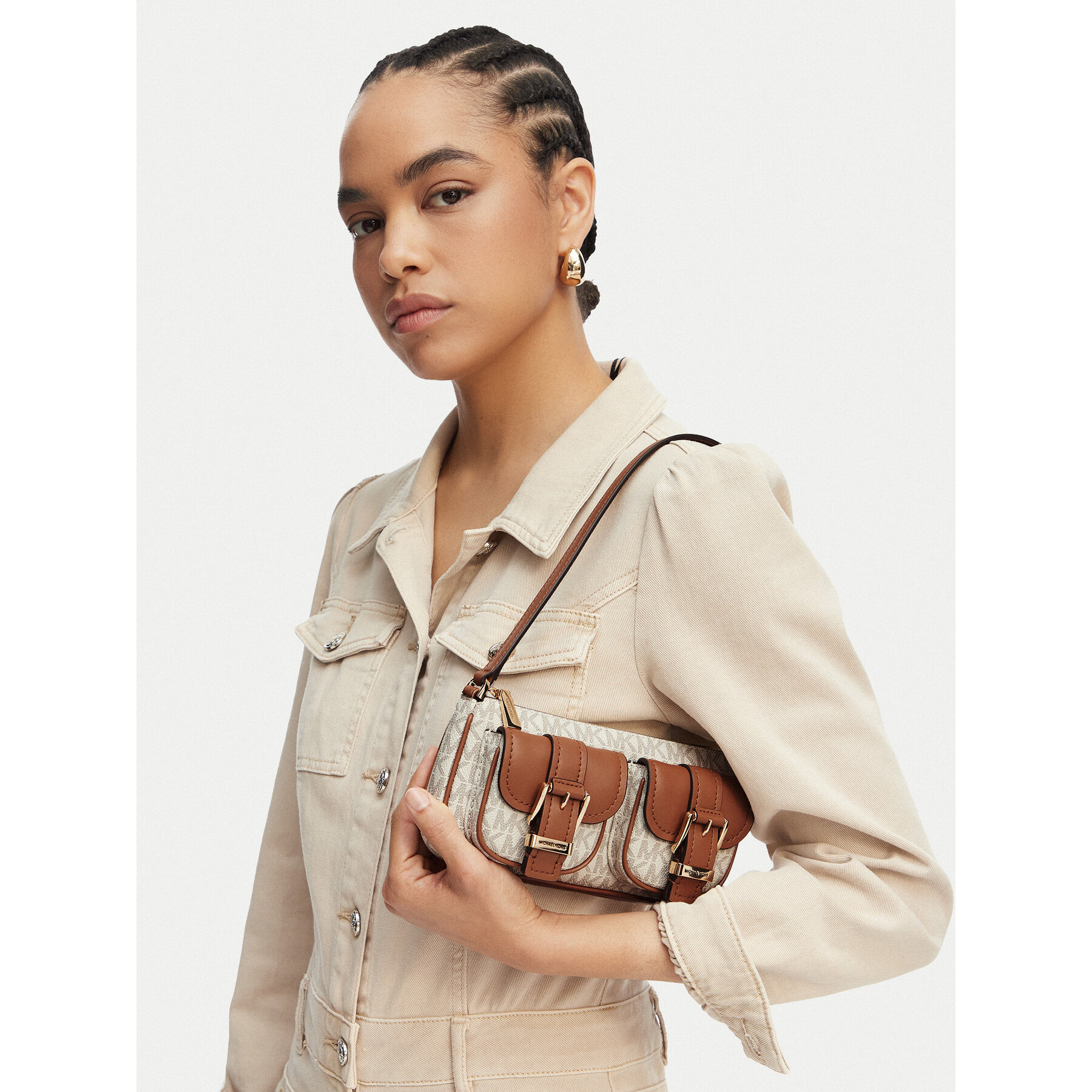 Ročna torba MICHAEL Michael Kors 32S5GZCU1B Kremna