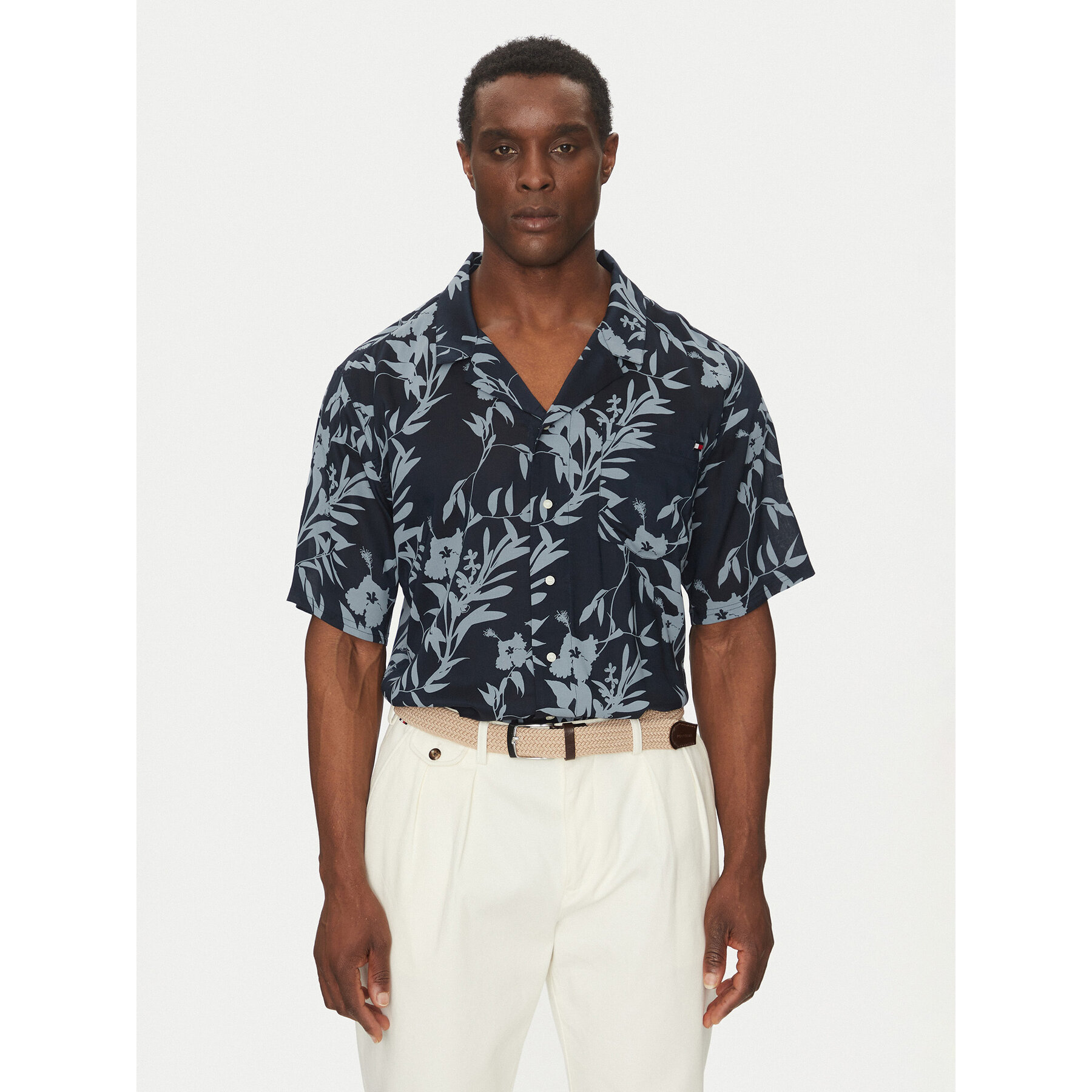 Tommy Hilfiger Hemd Bowling Shirt Print UM0UM03227 Dunkelblau Regular Fit