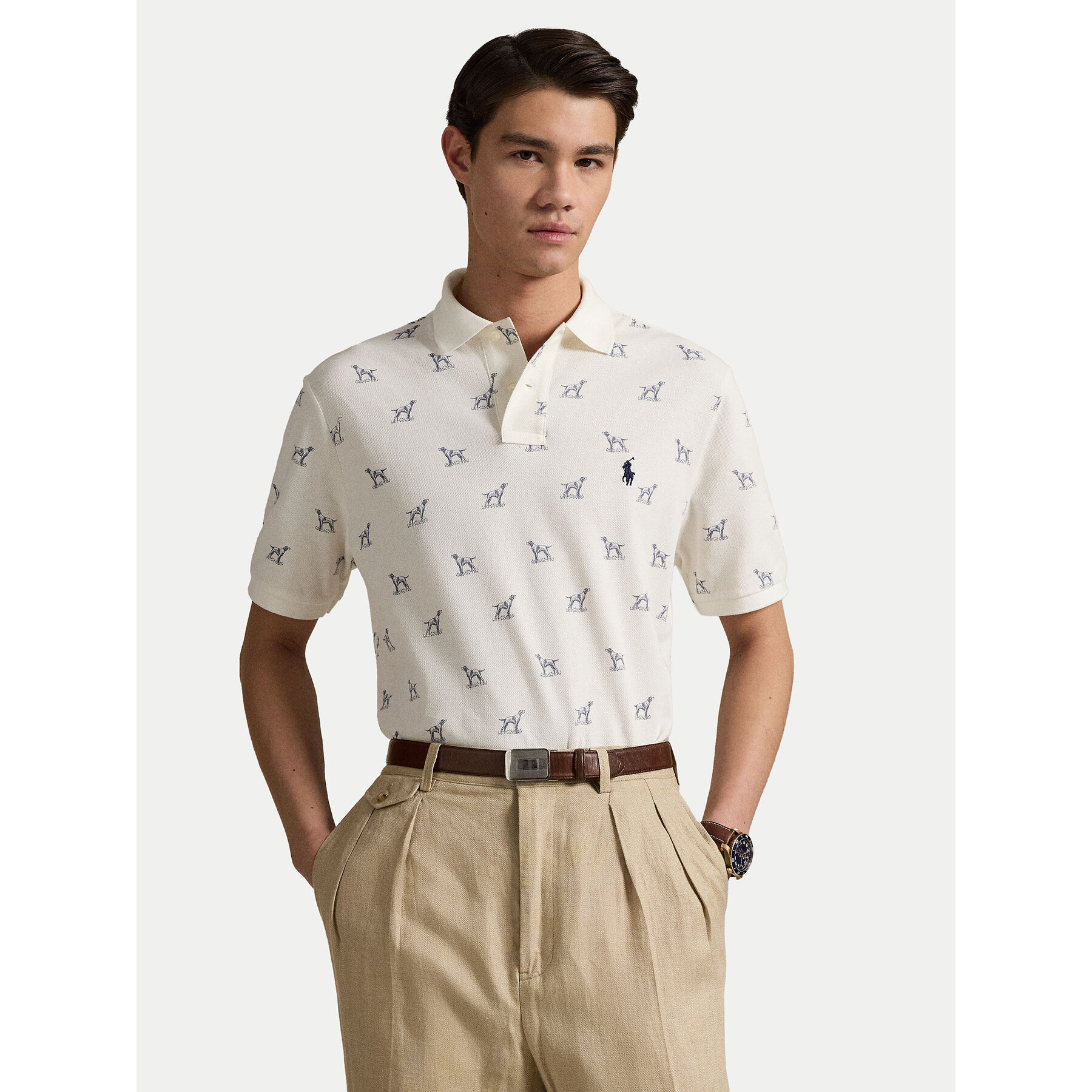 Polo Ralph Lauren Polo 710974597001 Εκρού Custom Slim Fit