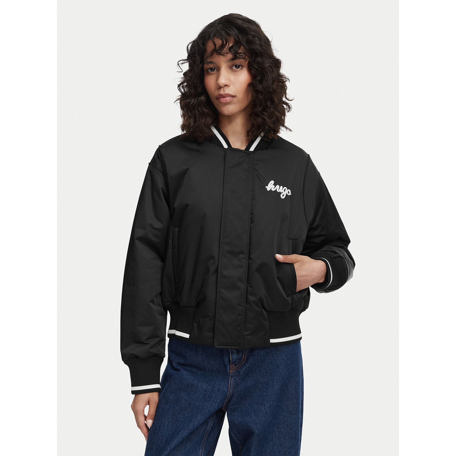 HUGO Bomberjacke Felax-1_B 50563077 Schwarz Regular Fit