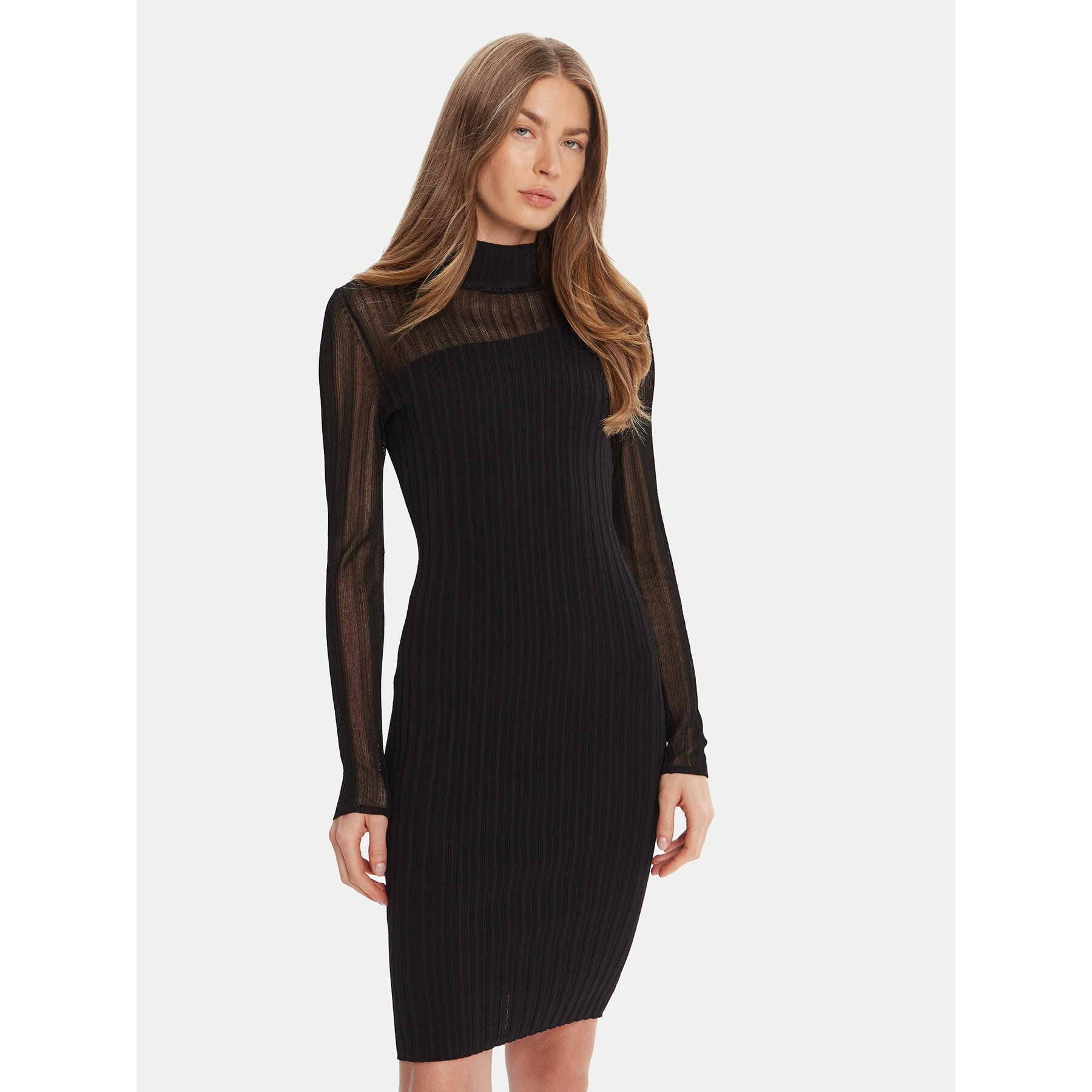 HUGO Strickkleid Siclaminy 50542664 Schwarz Slim Fit