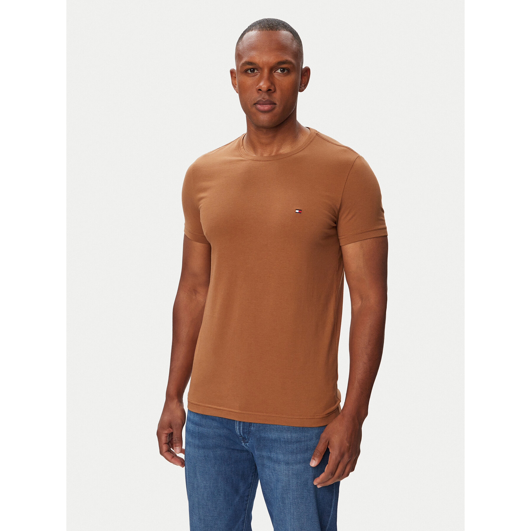 Tommy Hilfiger T-shirt MW0MW10800 Smeđa Slim Fit