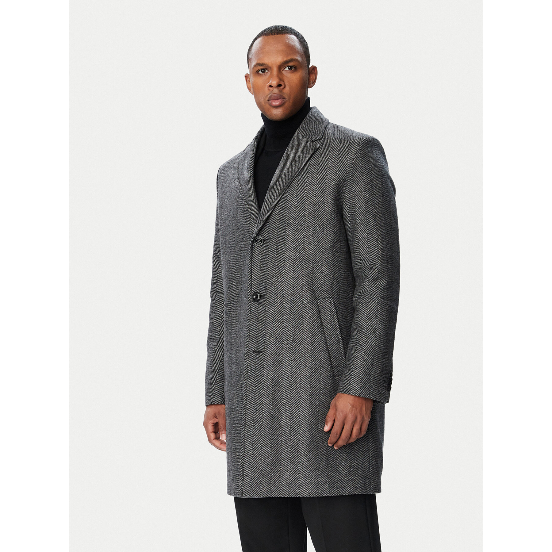 HUGO Wollmantel 50569209 Grau Regular Fit