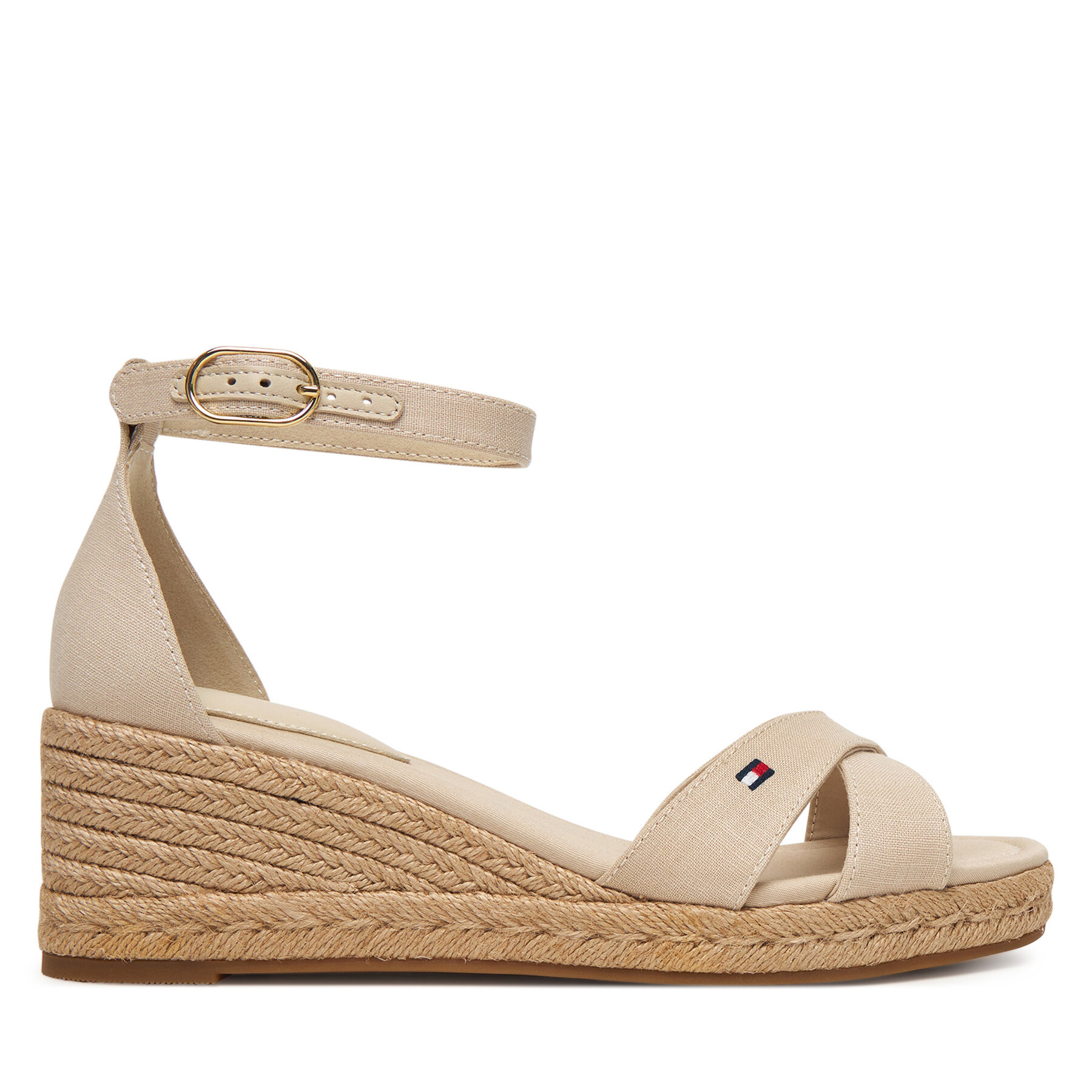 Espadrile Tommy Hilfiger Mid Wedge Espad X Cross FW0FW09332 Bej