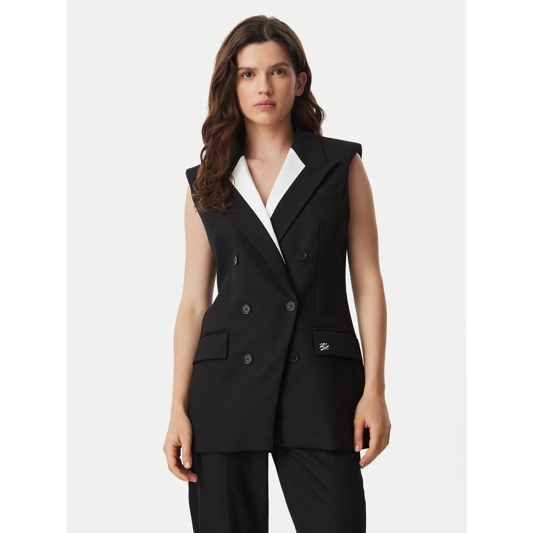 KARL LAGERFELD Weste B3W14028 Schwarz Relaxed Fit