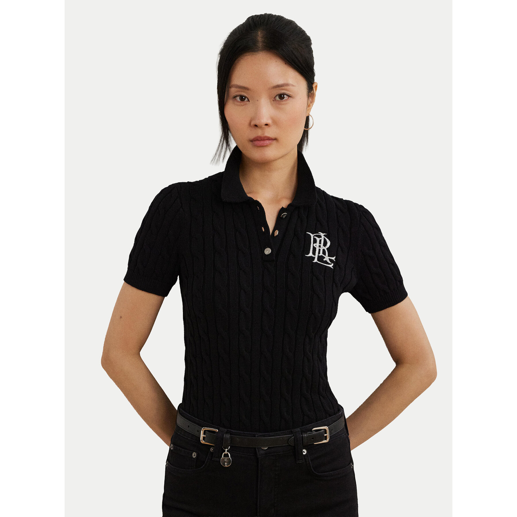 LAUREN RALPH LAUREN Polo majica 200932224003 Črna Slim Fit