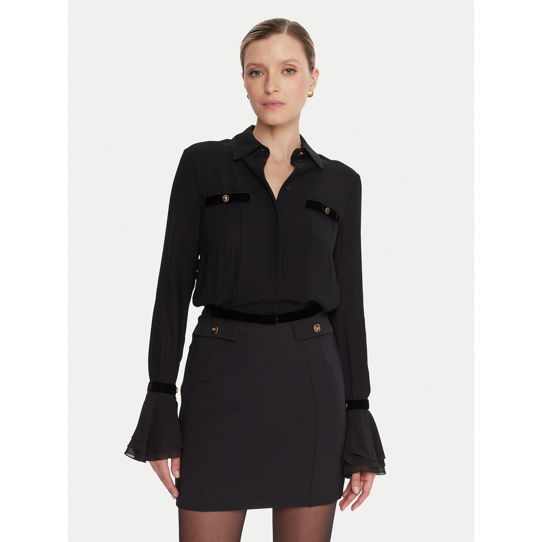 Elisabetta Franchi Hemd CA-131-57E2-V390 Schwarz Regular Fit