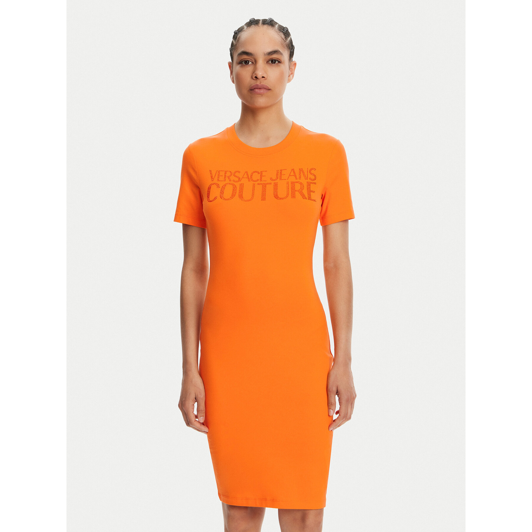 Versace Jeans Couture Kleid für den Alltag 78HAOS04 Orange Slim Fit