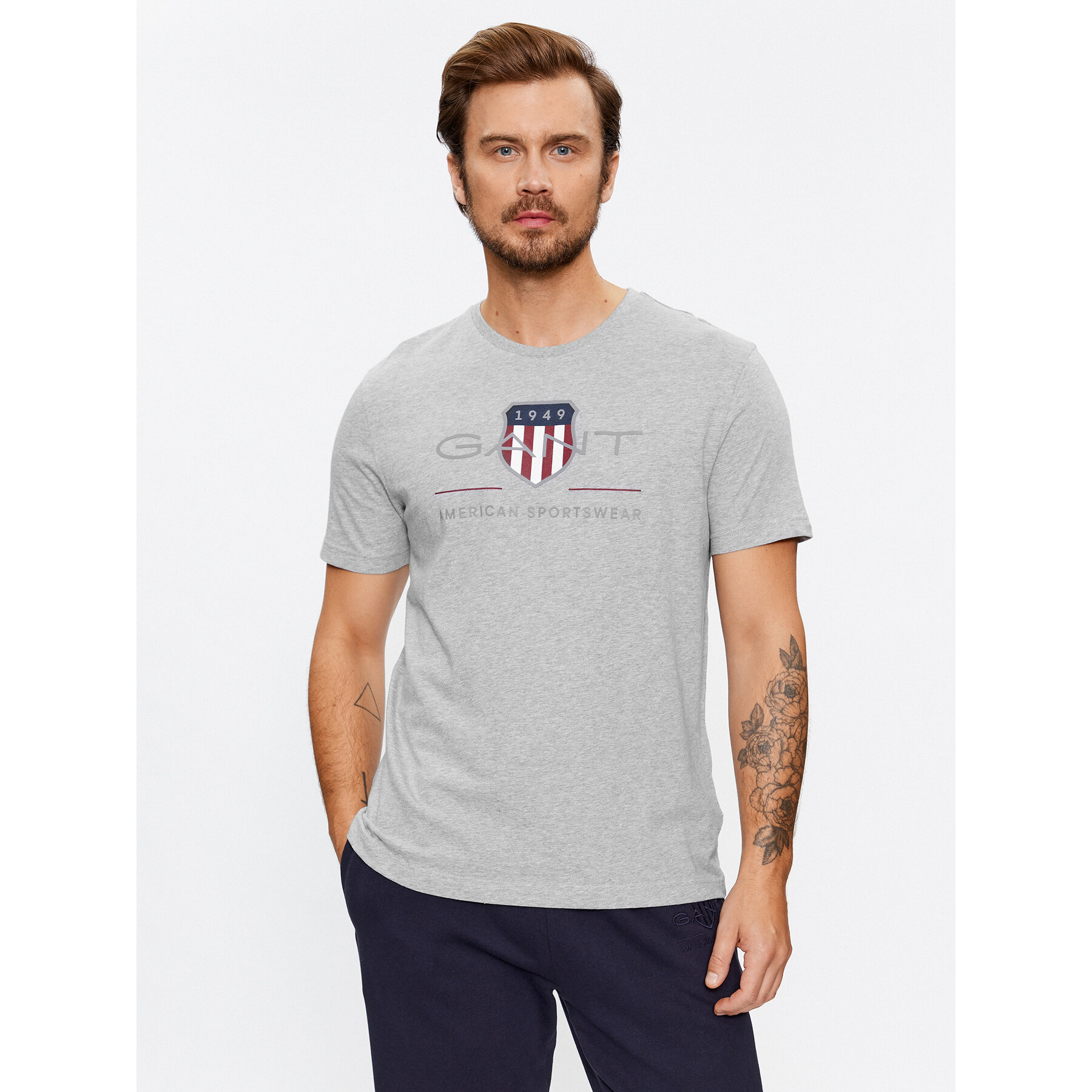 Gant T-shirt Reg Archive Shield Ss 2003199 Grigio Regular Fit