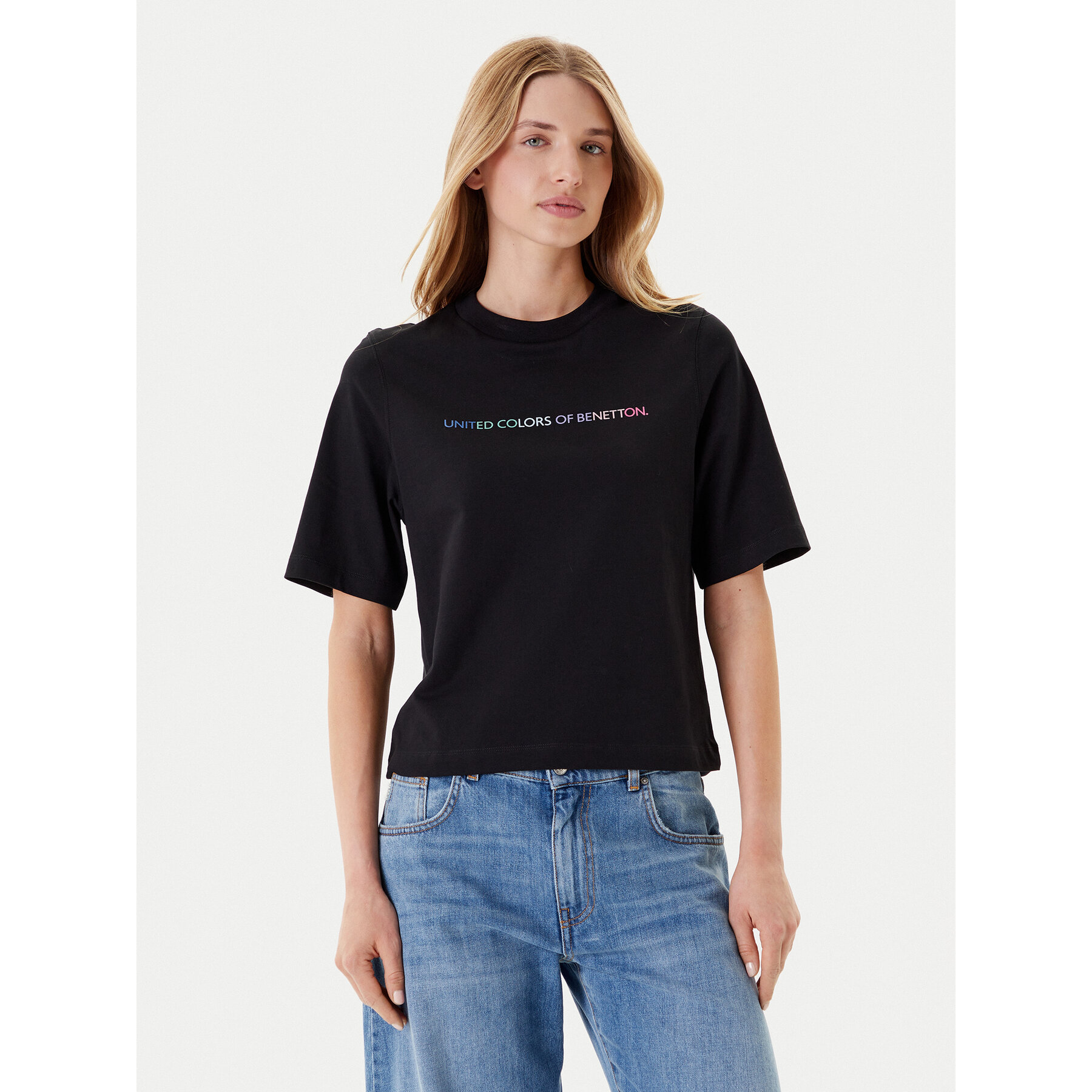 United Colors Of Benetton T-shirt 3BL0D109D Nero Relaxed Fit