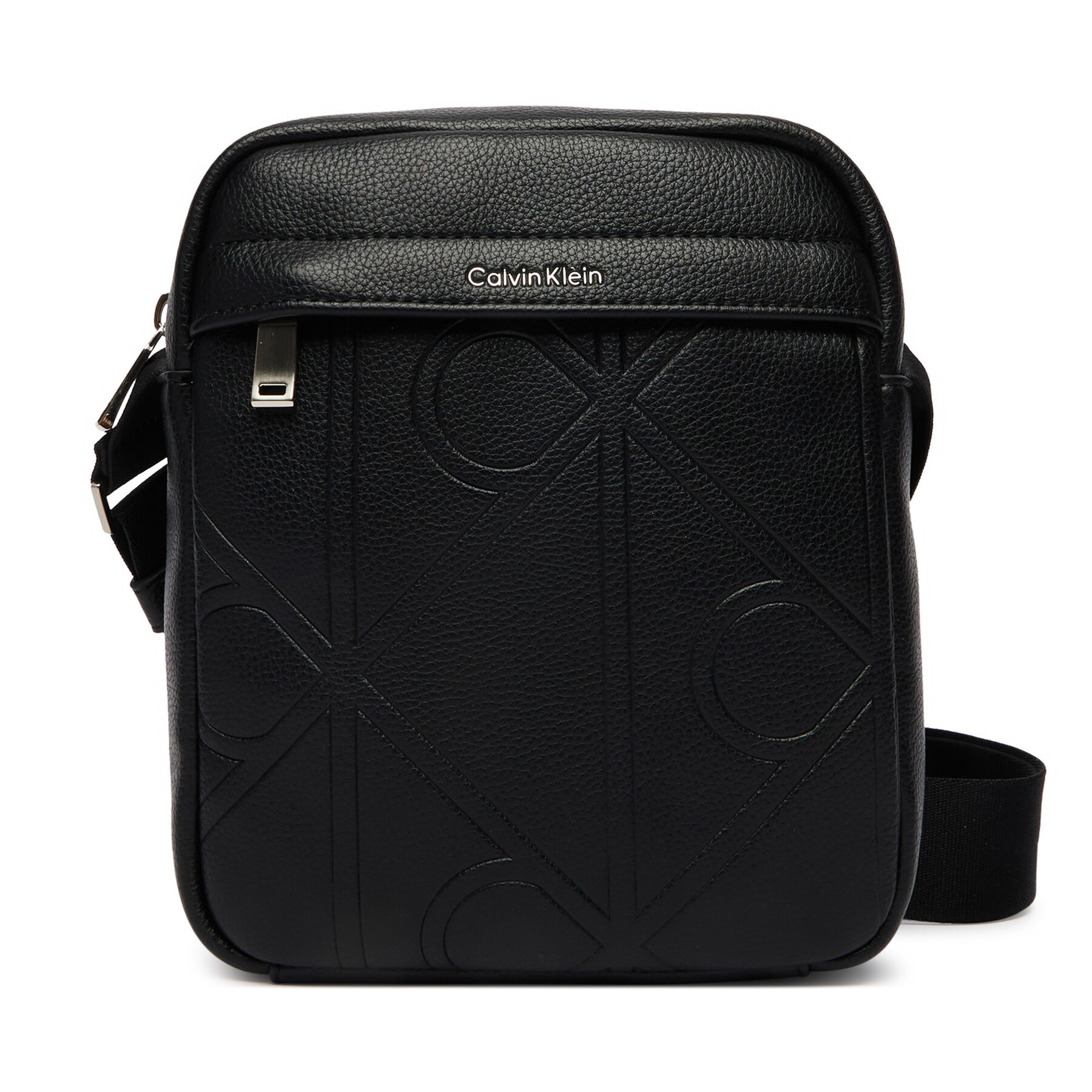 Geantă crossover Calvin Klein Emblem Aop Emboss Reporter LV04D3331G Negru