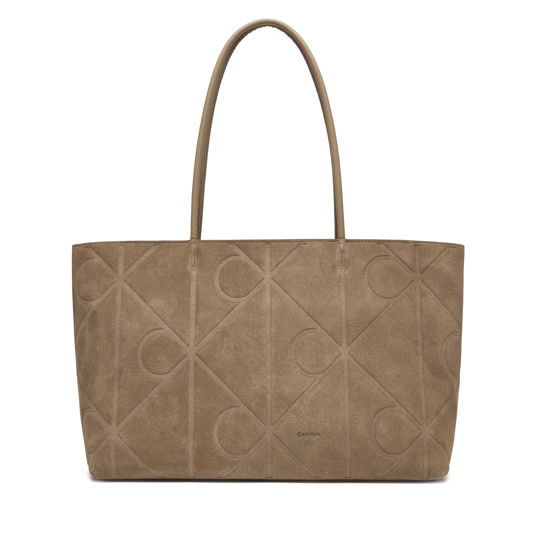Дамска чанта Calvin Klein Emblem Aop Embossed Suede Tote LV04F3334G Бежов