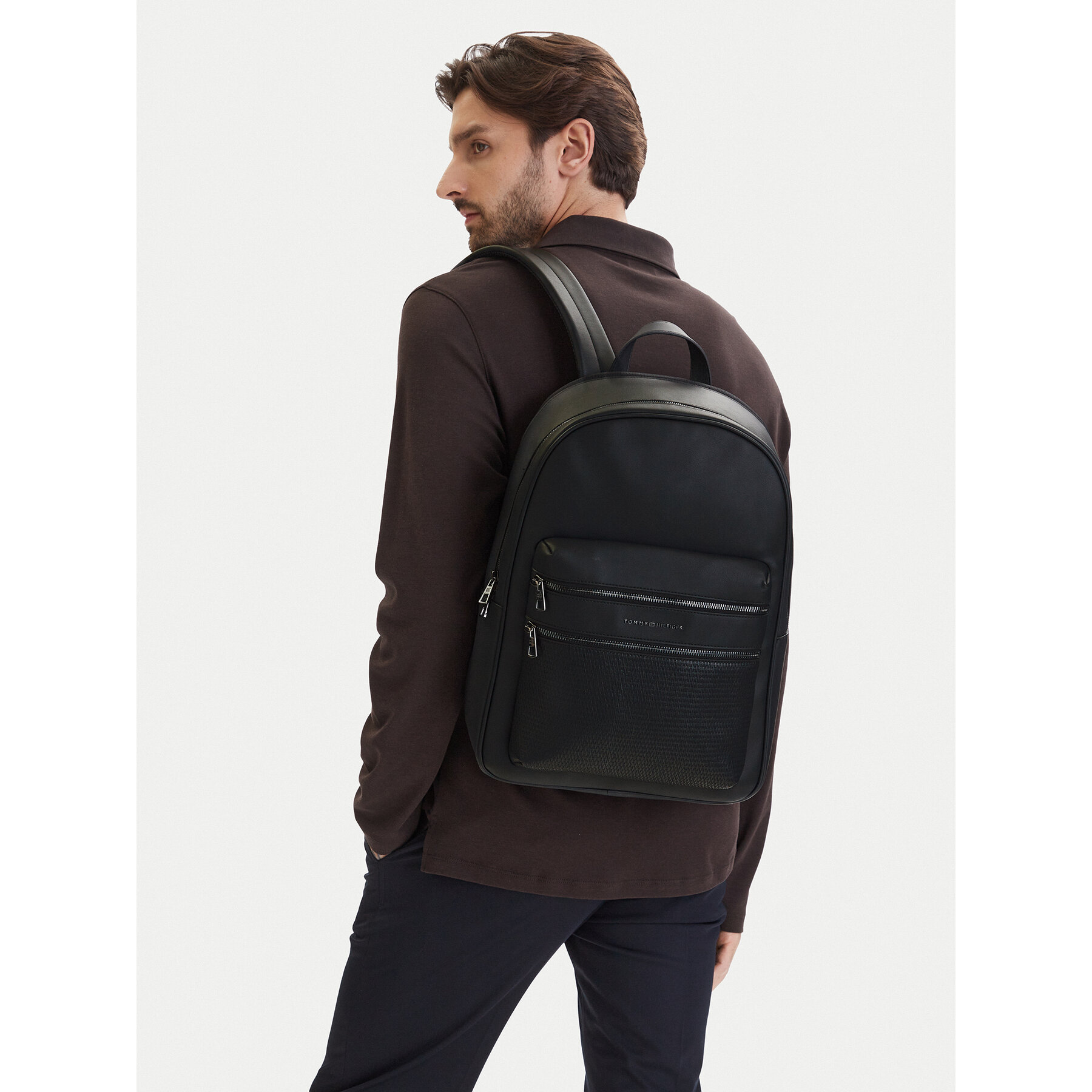 Σακίδιο Tommy Hilfiger Th Woven Backpack AM0AM14093 Μαύρο