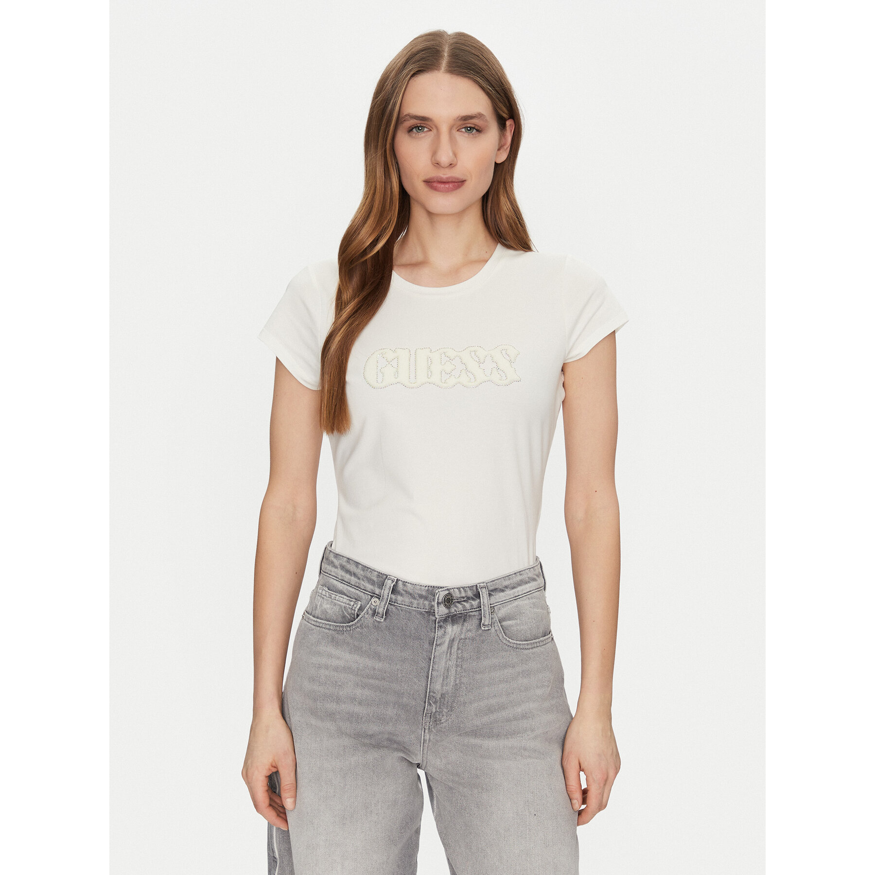 Guess T-Shirt W5GI42 J1314 Εκρού Regular Fit