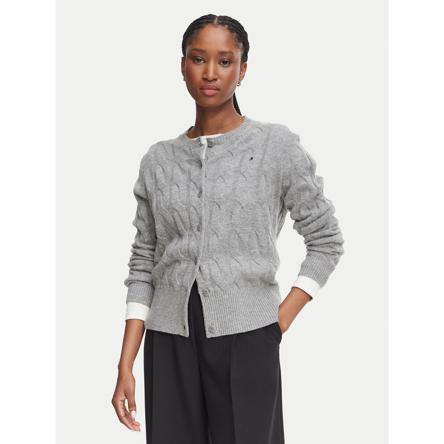 Tommy Hilfiger Strickjacke WW0WW52191 Grau Regular Fit