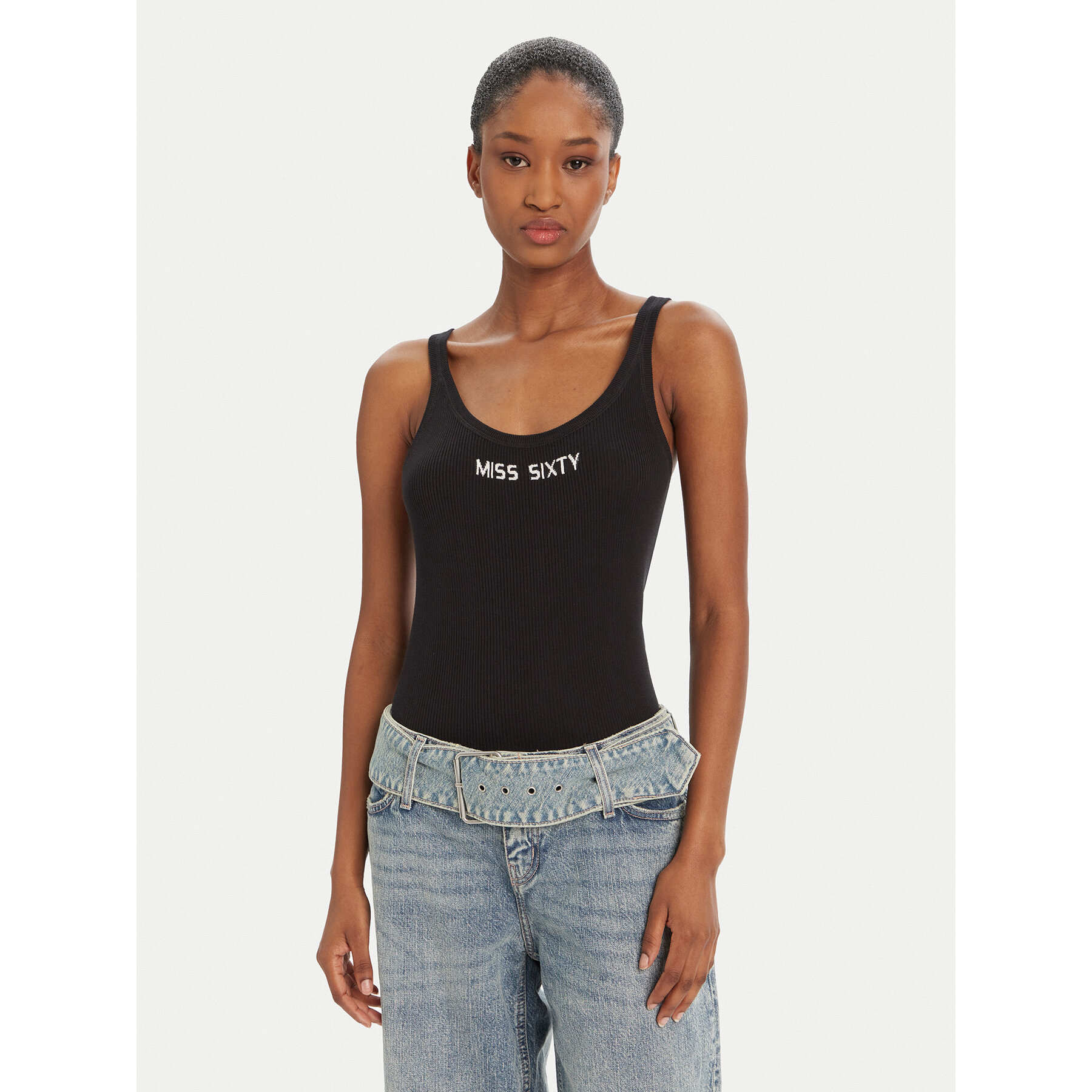 Miss Sixty Top 6L2RJ3580000 Schwarz Slim Fit