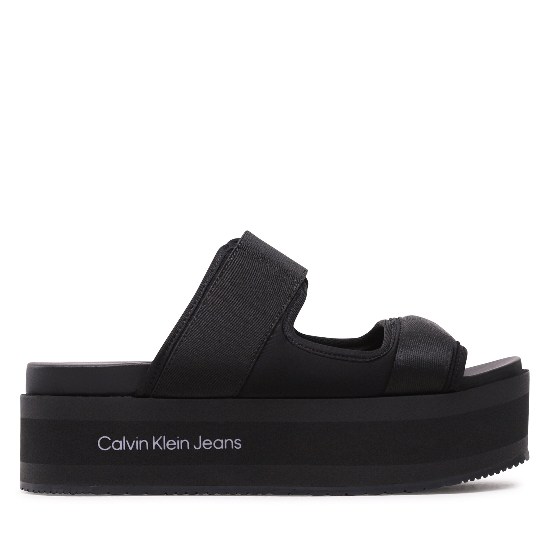 Damskie Klapki Calvin Klein Jeans, Rozmiar 38 Czarny Flatporm Sandal Webb YW0YW01074