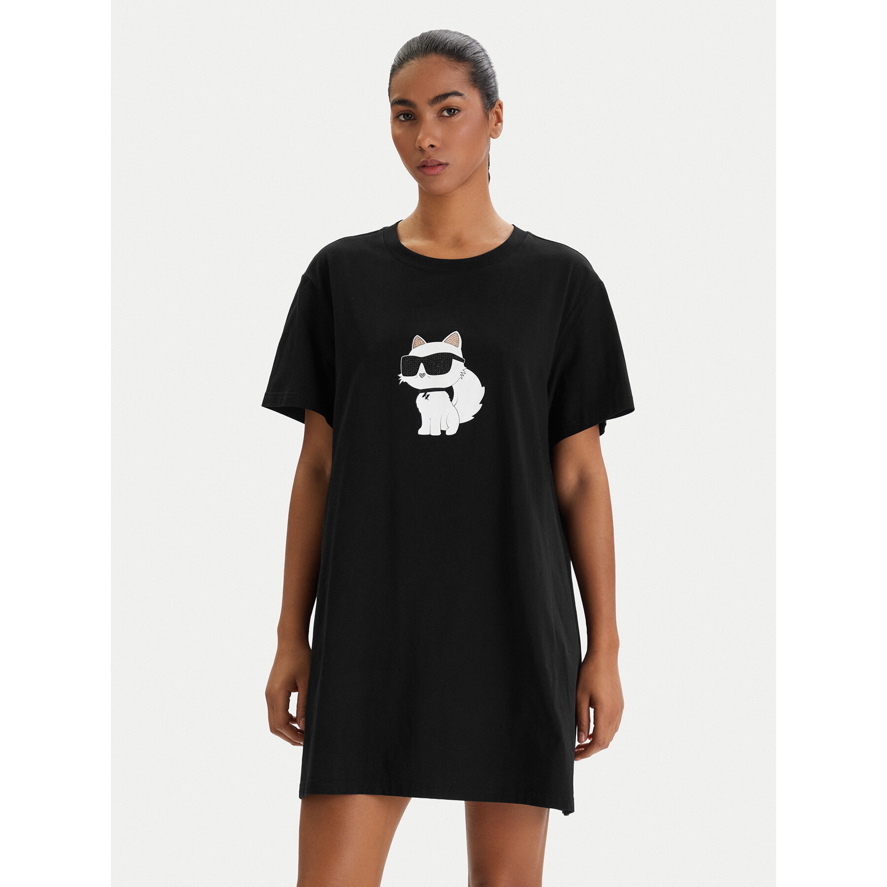 KARL LAGERFELD Nachthemd B1W45003 Schwarz Relaxed Fit