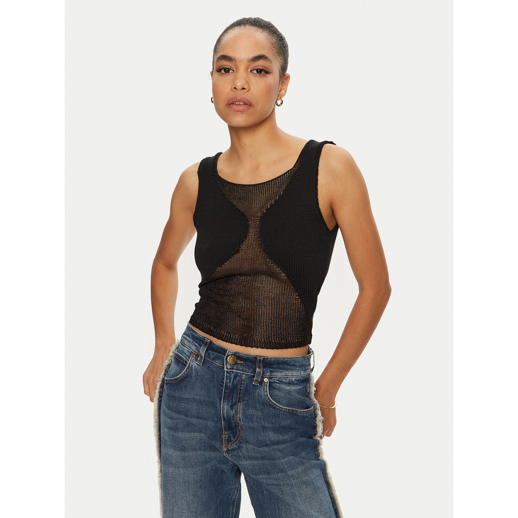 PINKO Τοπ 103296 A1QC Μαύρο Slim Fit