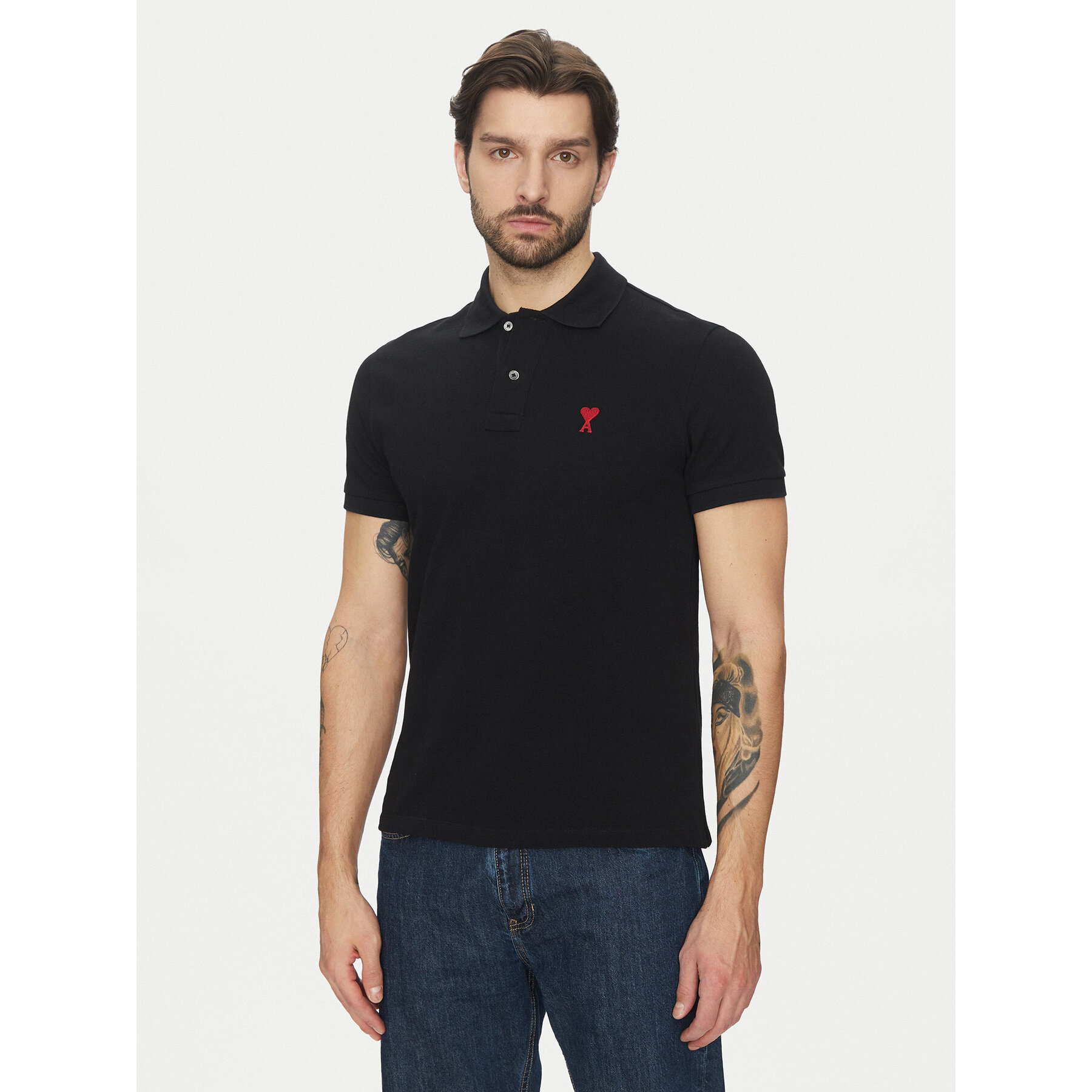 AMI Paris Polo BFUPL001.760 Nero Regular Fit