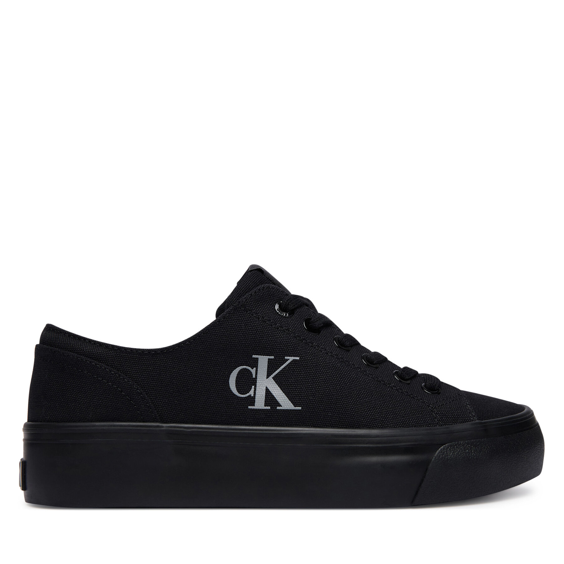 Sneakers Calvin Klein Vulc Flatform Low Canvas Mg YW0YW01763 Negru
