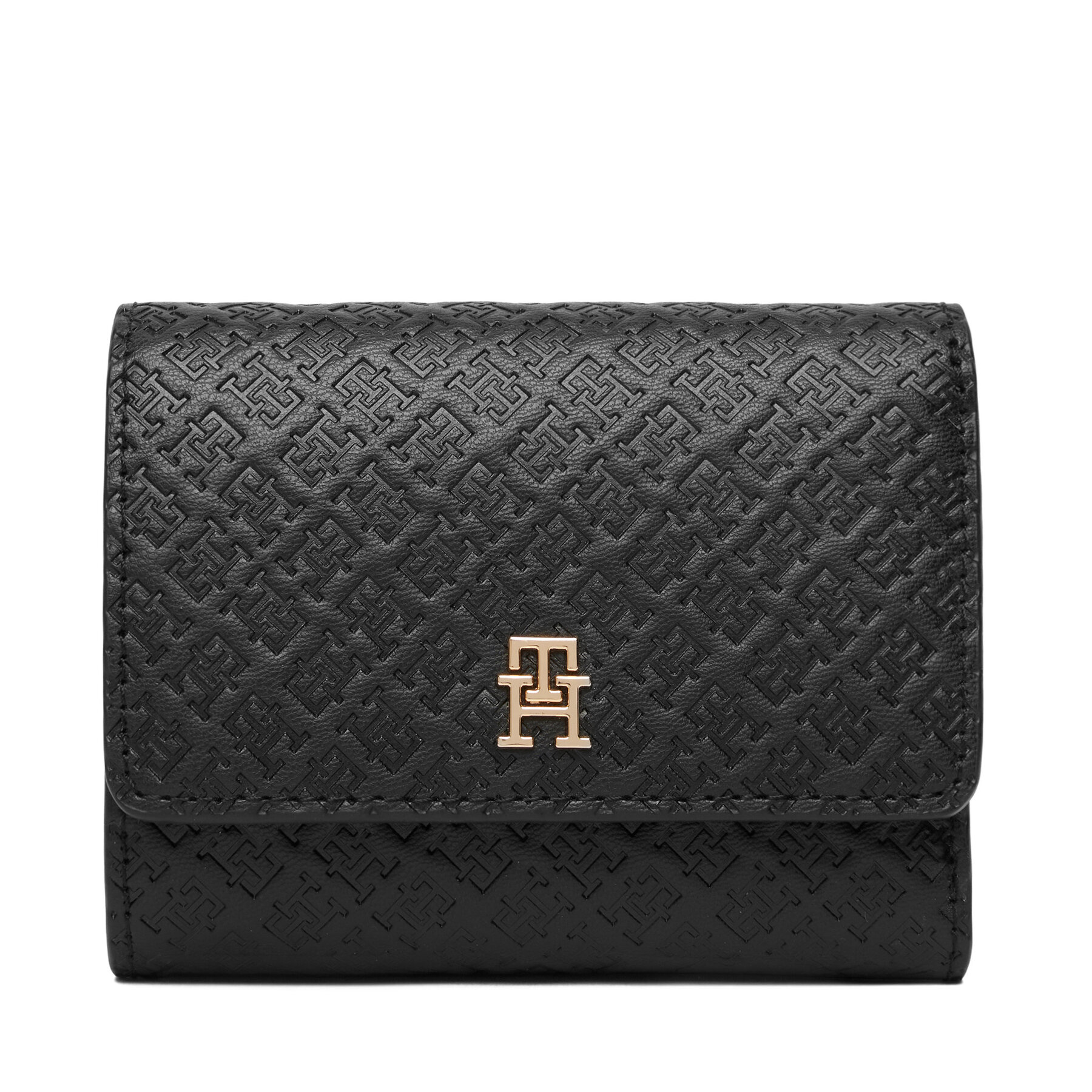 Πορτοφόλι Tommy Hilfiger Th Icon Trifold Mono AW0AW18484 Μαύρο