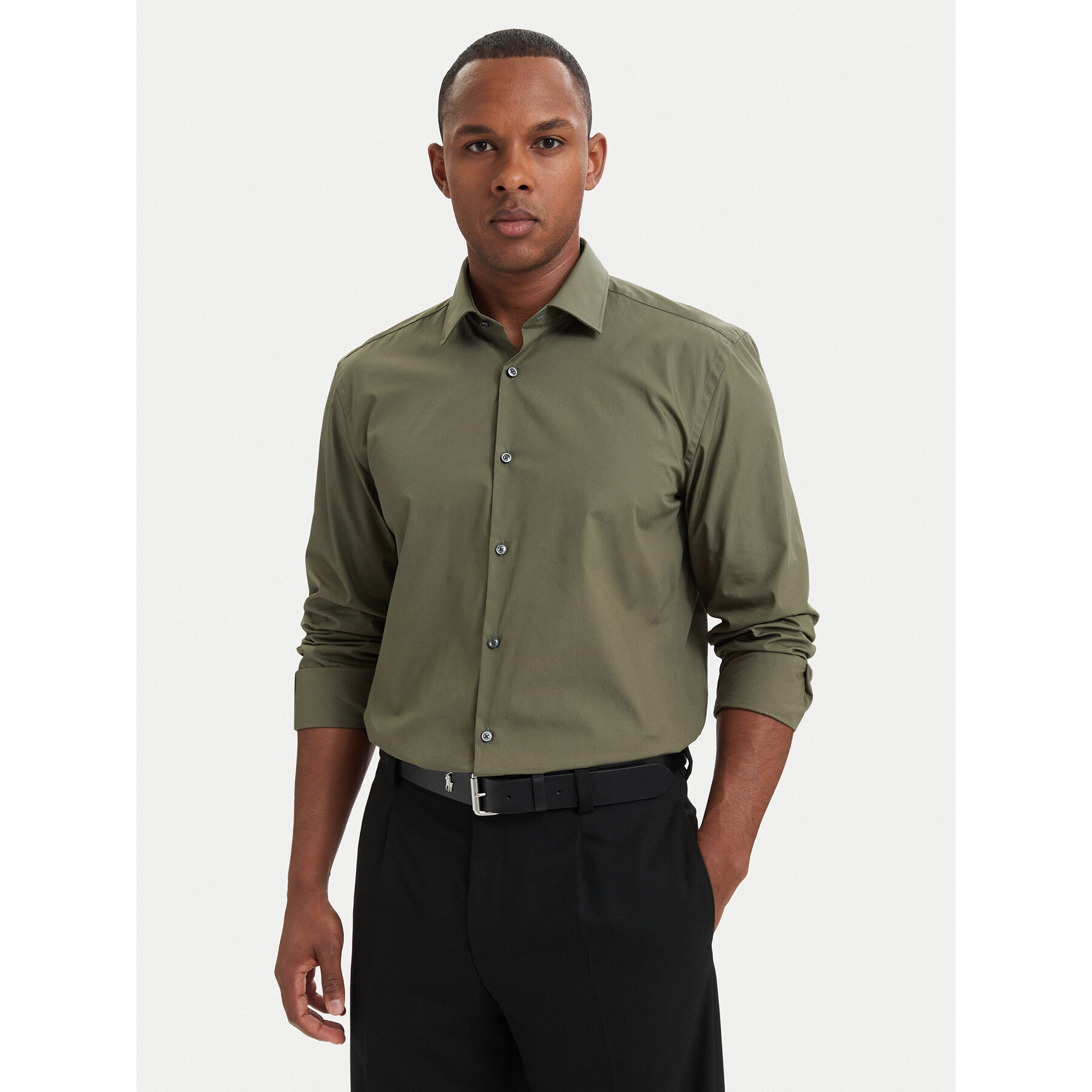 HUGO Hemd Kenno 50289499 Dunkelgrün Slim Fit