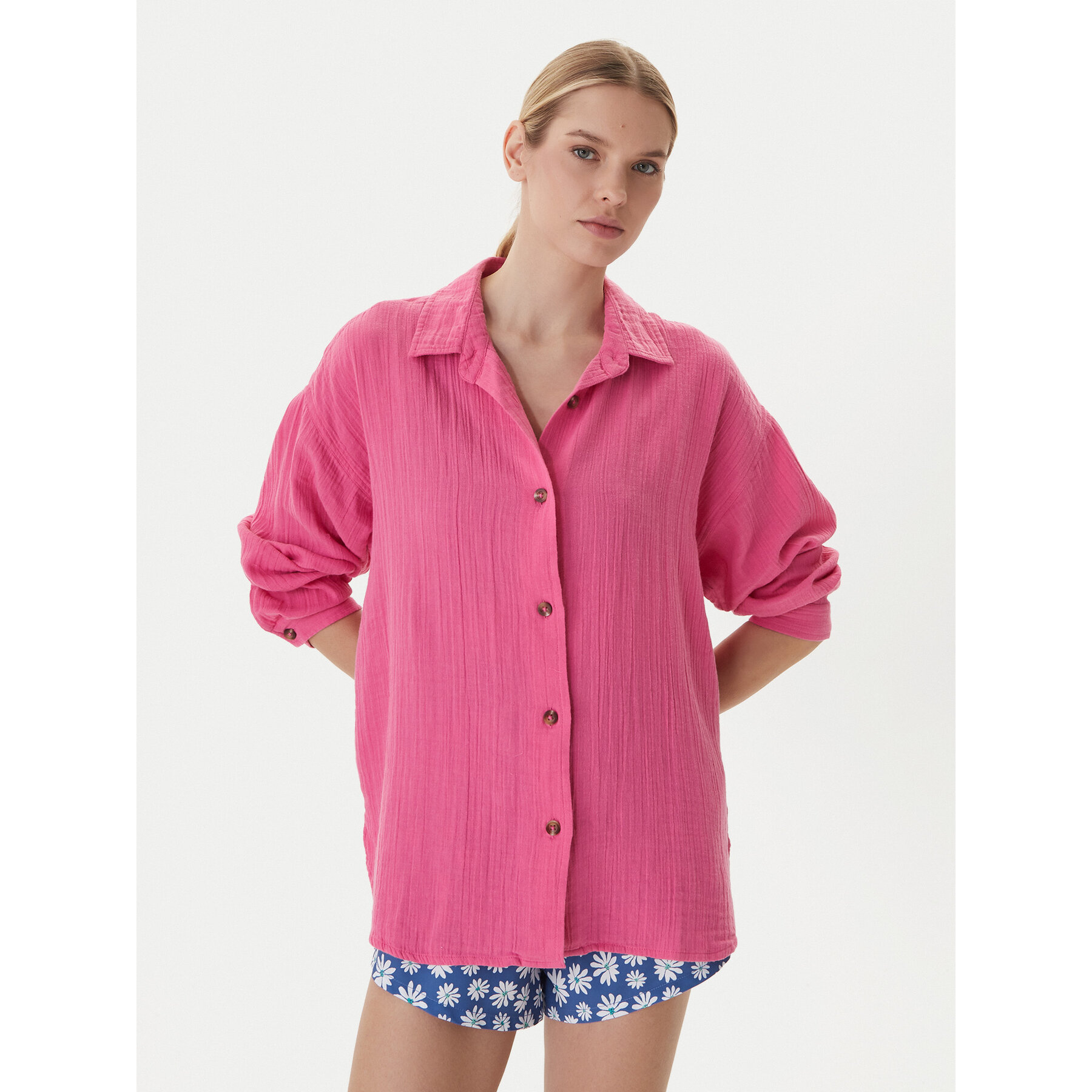 Roxy Hemd Morning Shine ERJWT03739 Rosa Loose Fit