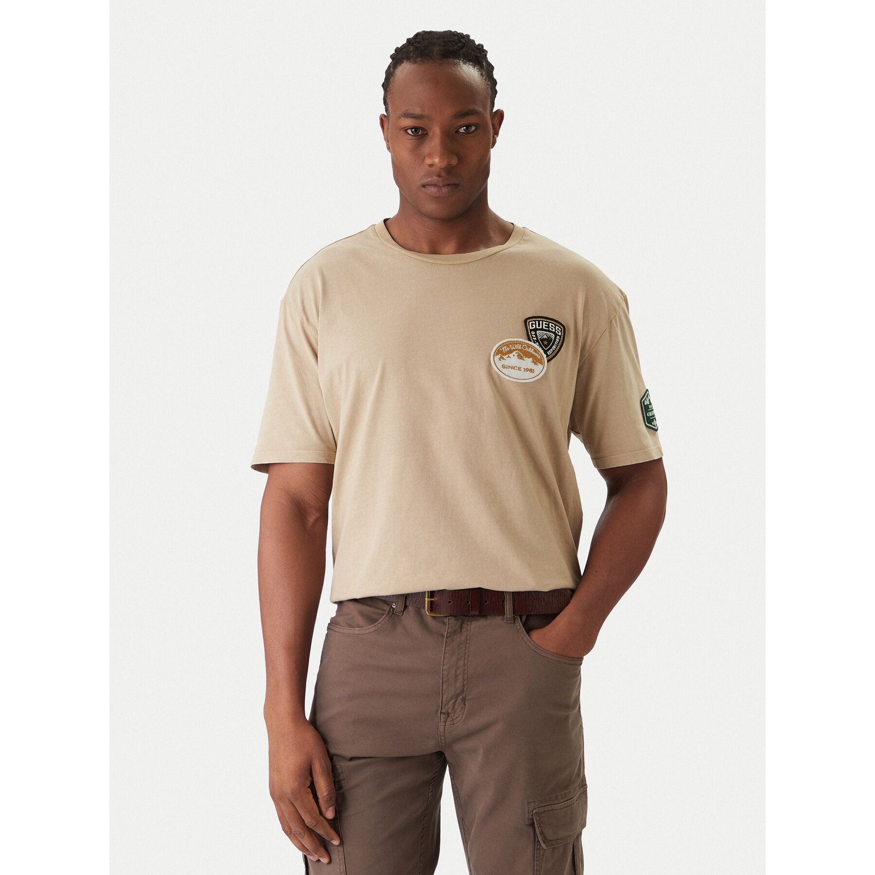 Guess T-Shirt M6RI07 KBW41 Beige Regular Fit