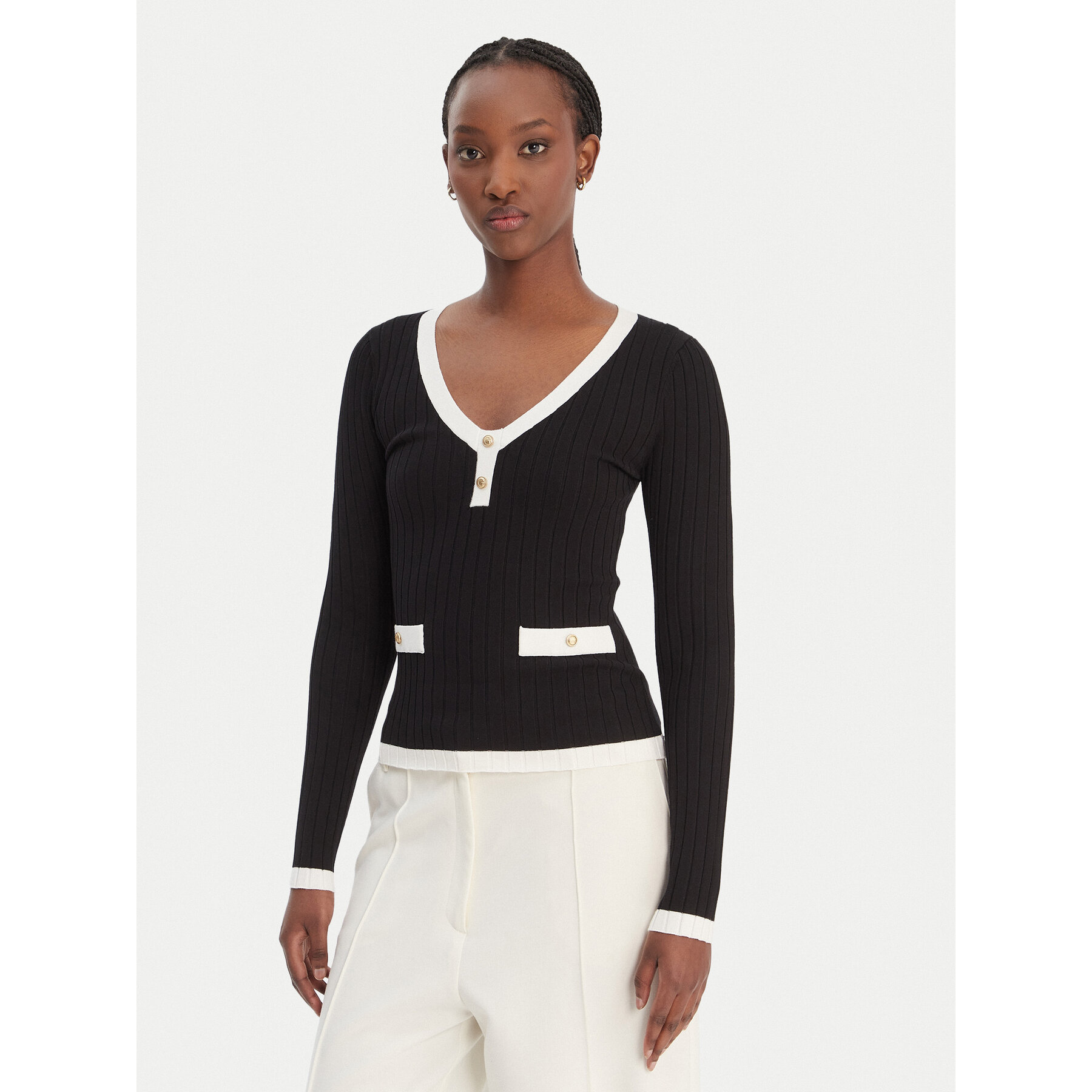 Guess Pullover W6RR26 Z3HP2 Schwarz Classic Fit