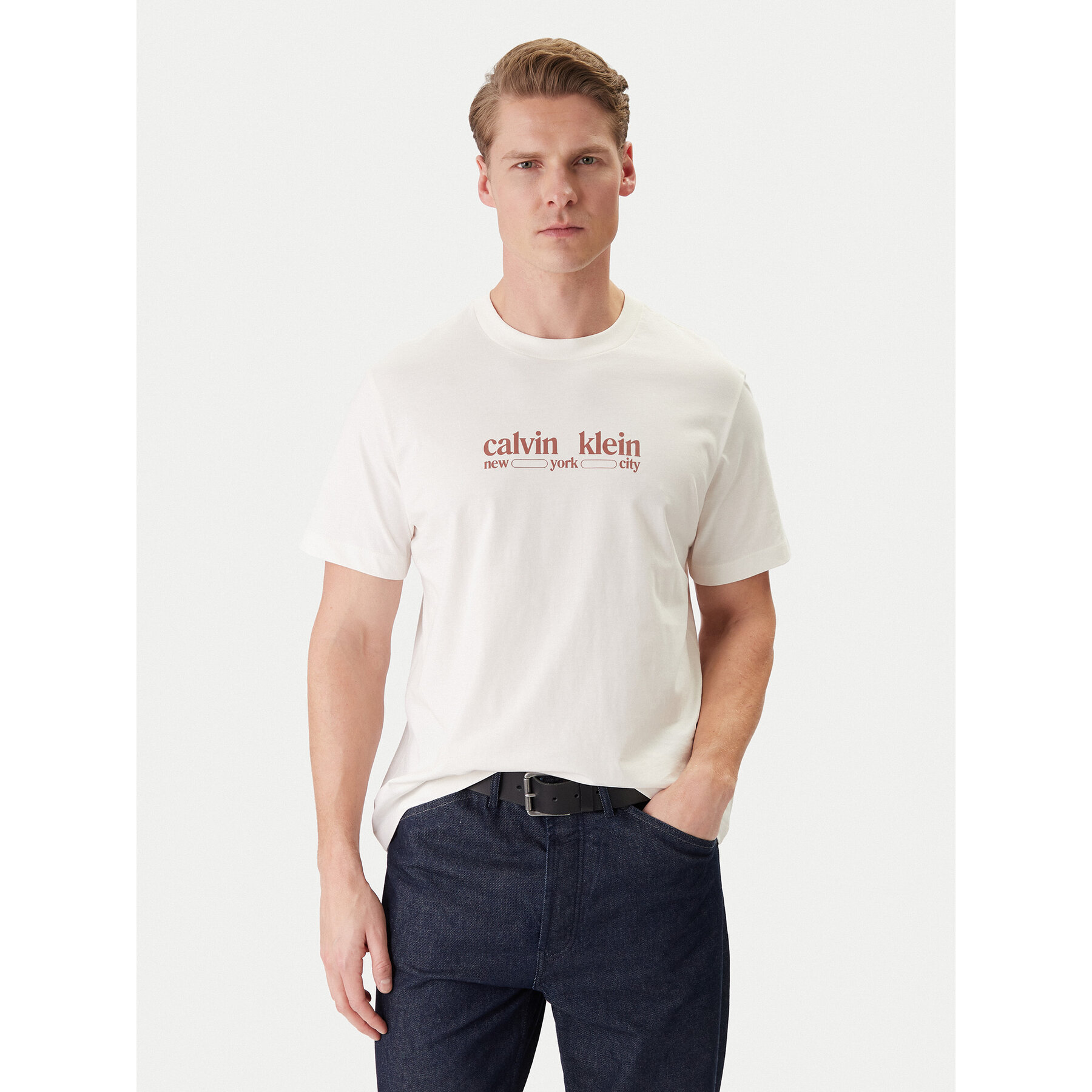 Calvin Klein Jeans T-Shirt NYC Graphic LV14RE831G Weiß Regular Fit